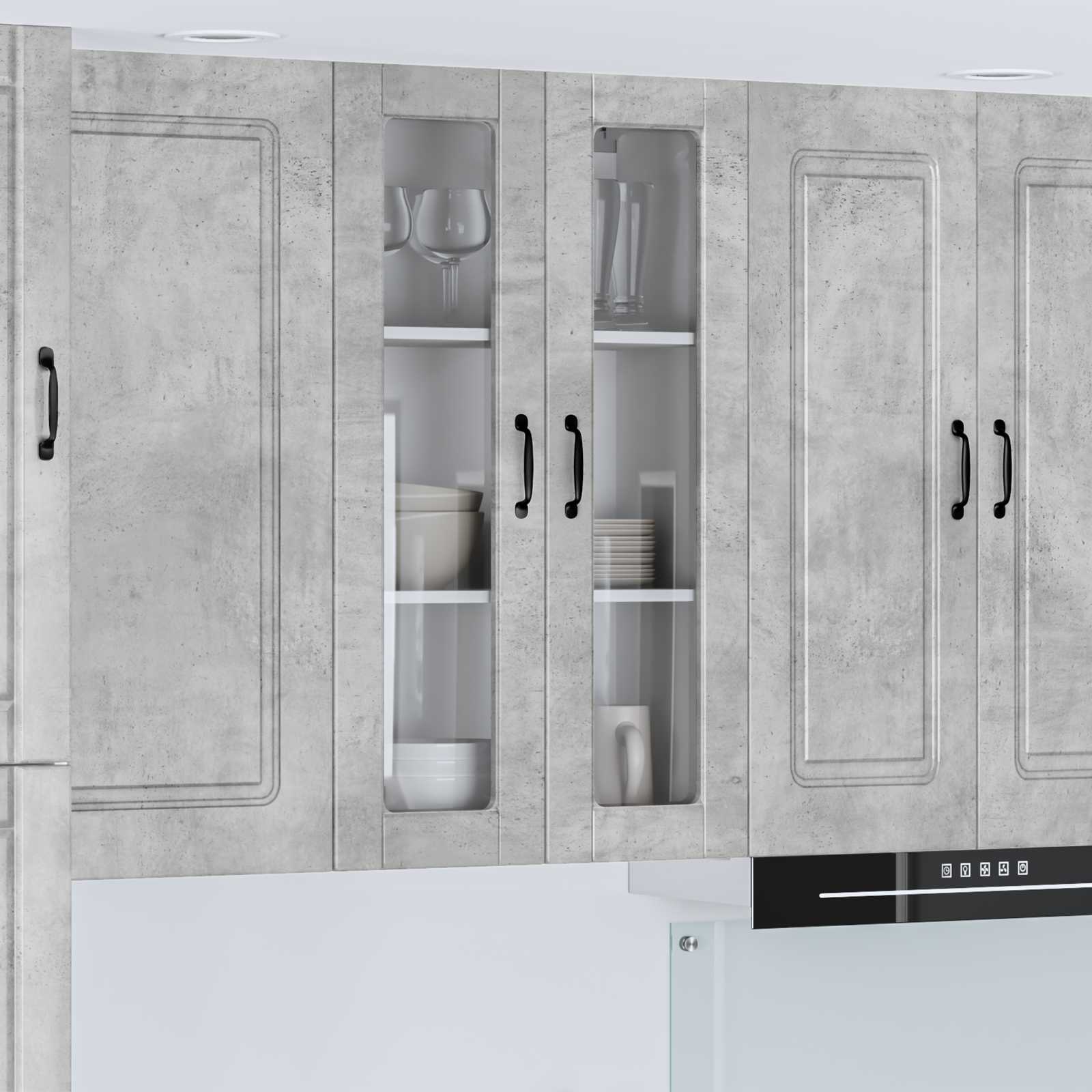 vidaXL Szafka szklana na ścianę PORTO Betonowy szary 60 x 31 x 100 cm