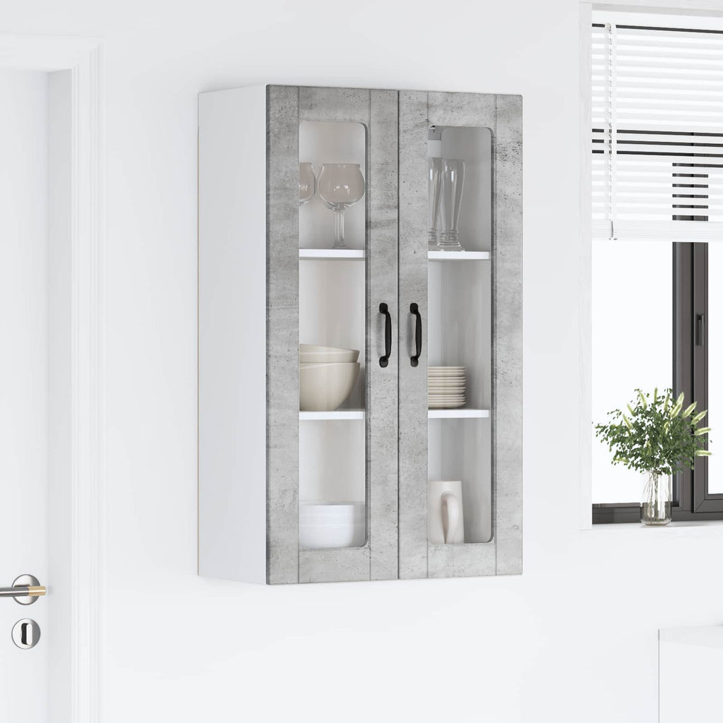 vidaXL Szafka szklana na ścianę PORTO Betonowy szary 60 x 31 x 100 cm