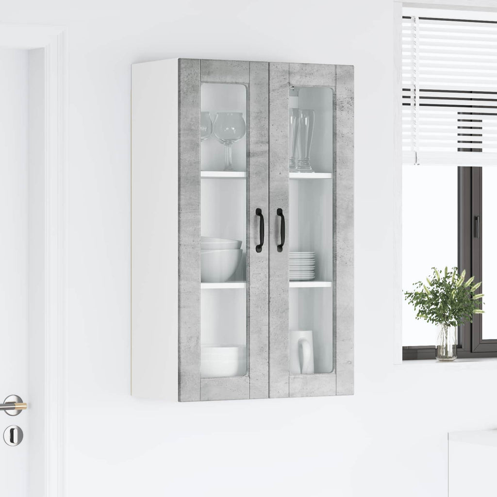 vidaXL Szafka szklana na ścianę PORTO Betonowy szary 60 x 31 x 100 cm