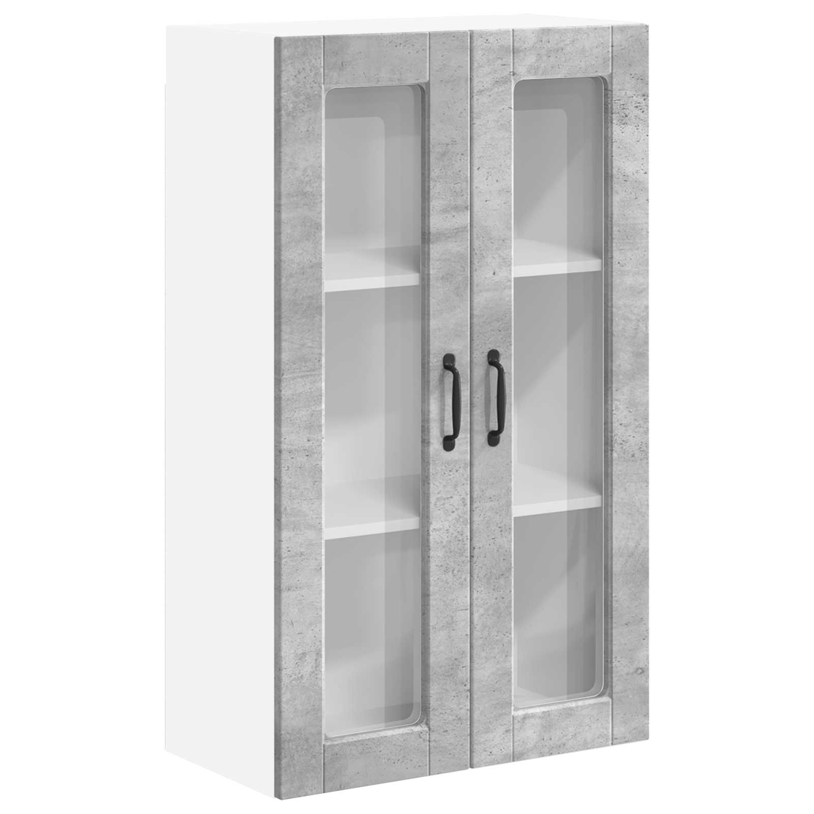 vidaXL Szafka szklana na ścianę PORTO Betonowy szary 60 x 31 x 100 cm