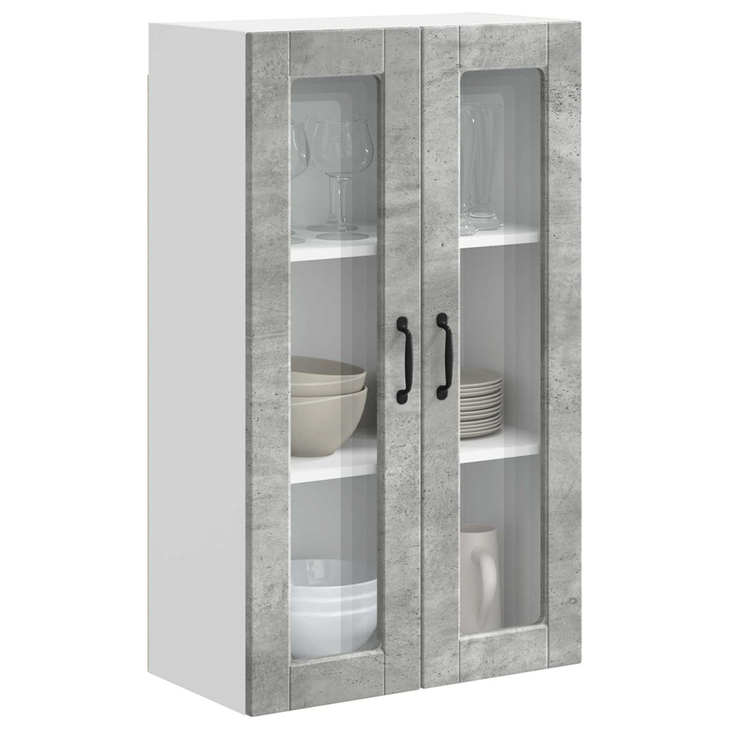 vidaXL Szafka szklana na ścianę PORTO Betonowy szary 60 x 31 x 100 cm