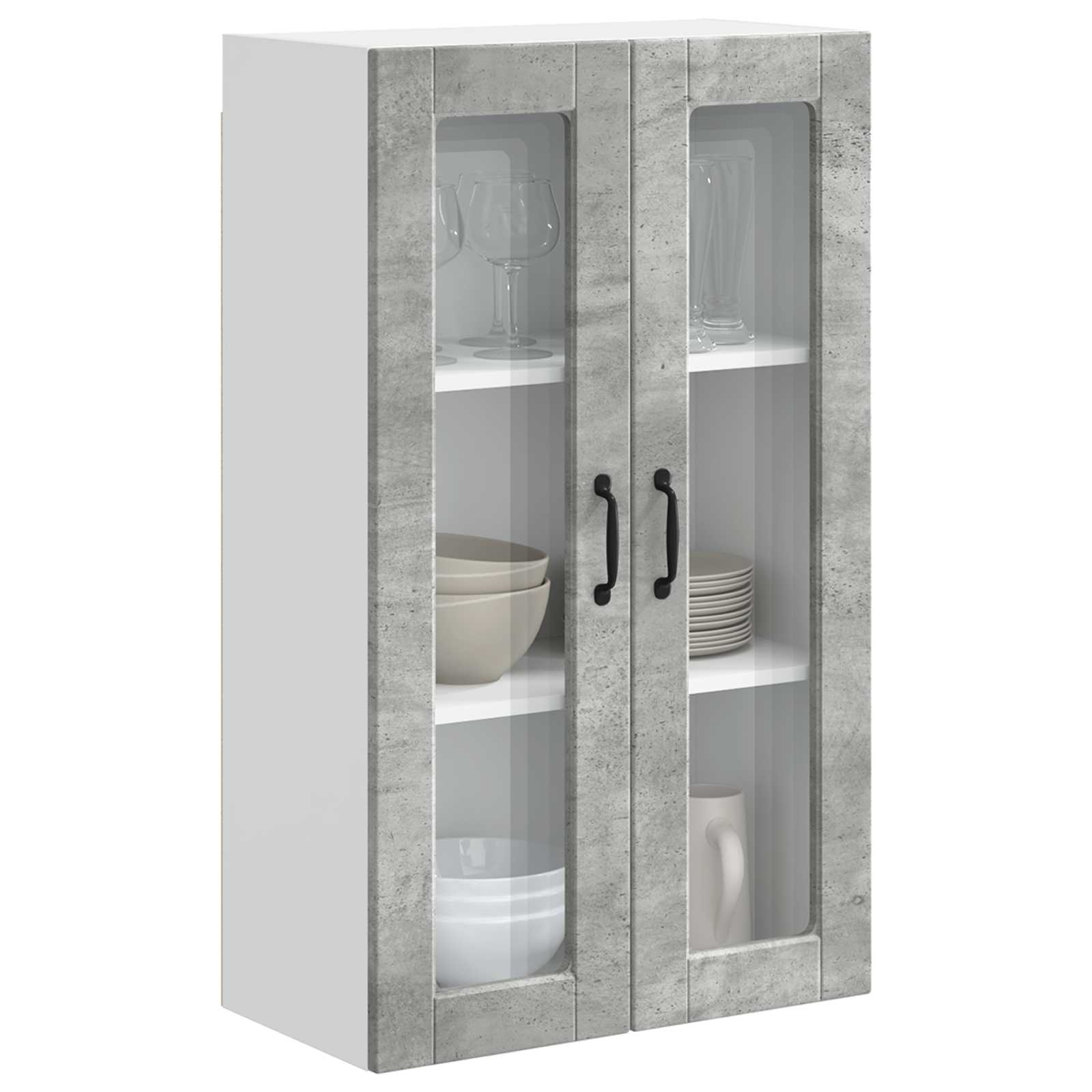 vidaXL Szafka szklana na ścianę PORTO Betonowy szary 60 x 31 x 100 cm