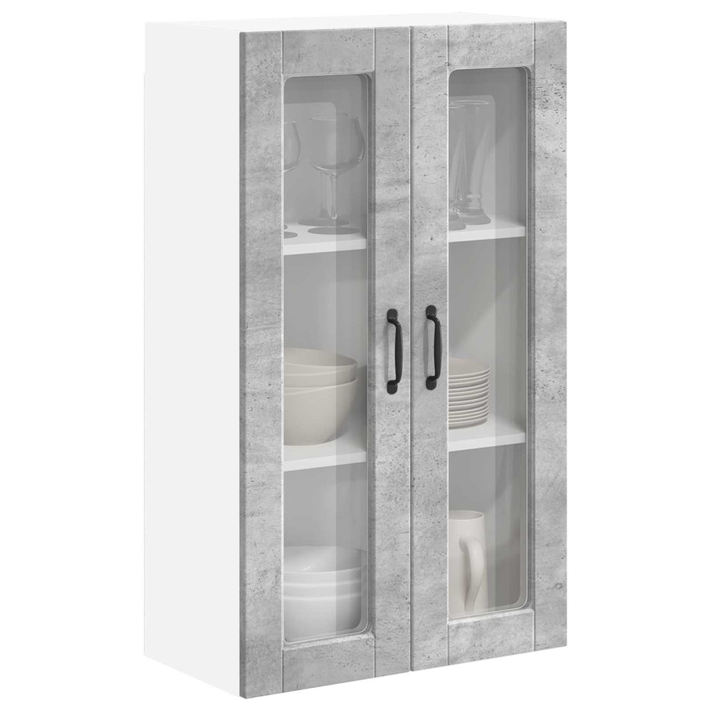 vidaXL Szafka szklana na ścianę PORTO Betonowy szary 60 x 31 x 100 cm
