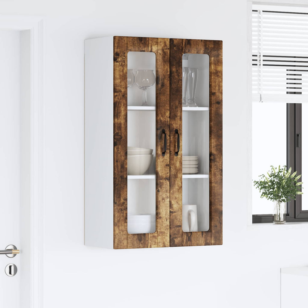 vidaXL Szafka szklana na ścianę PORTO Dąb wędzony 60 x 31 x 100 cm