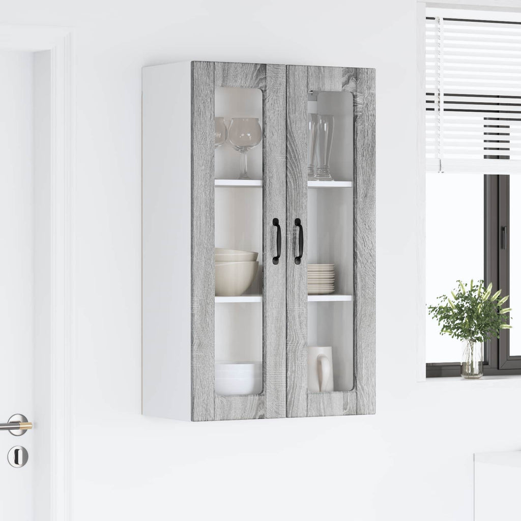 vidaXL Szafka szklana na ścianę PORTO Szary Sonoma 60 x 31 x 100 cm