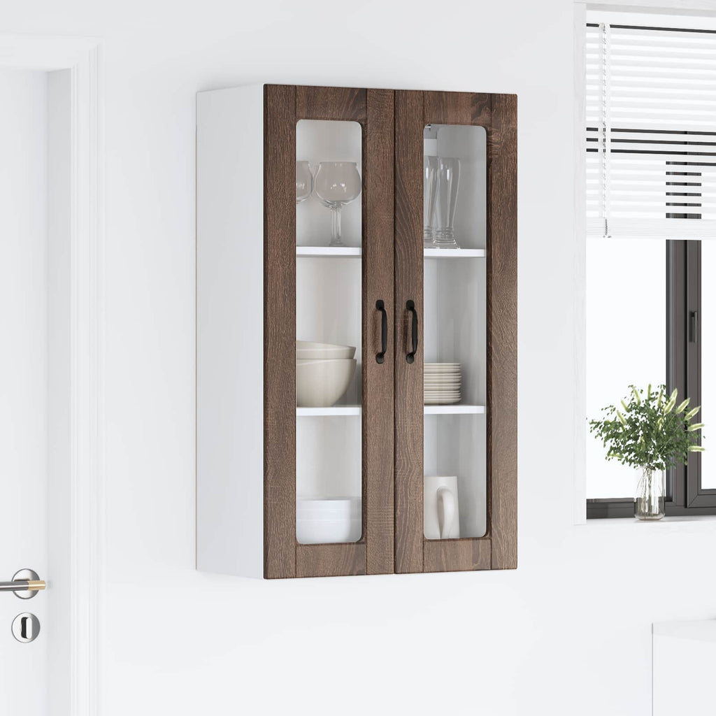 vidaXL Szafka szklana na ścianę PORTO Brązowy dąb 60 x 31 x 100 cm