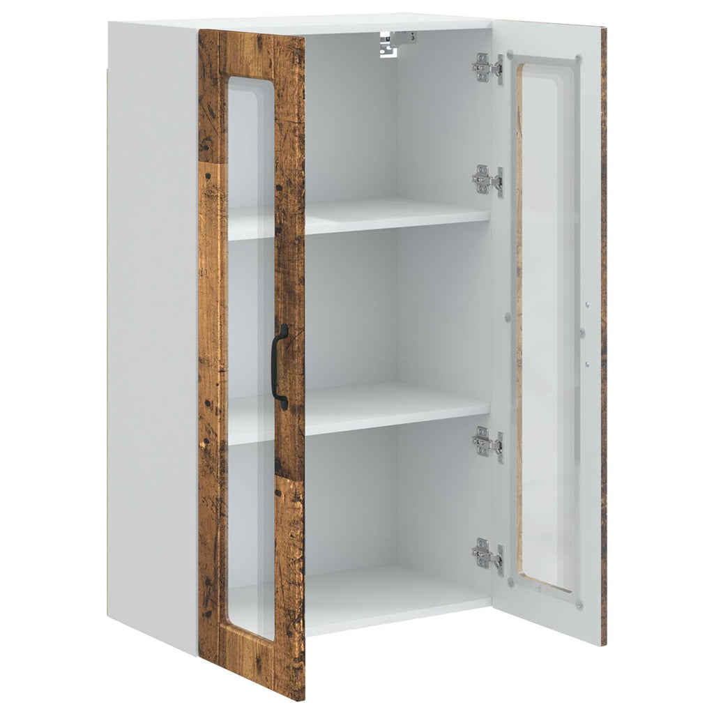 vidaXL Szafka szklana na ścianę PORTO Stare drewno 60 x 31 x 100 cm