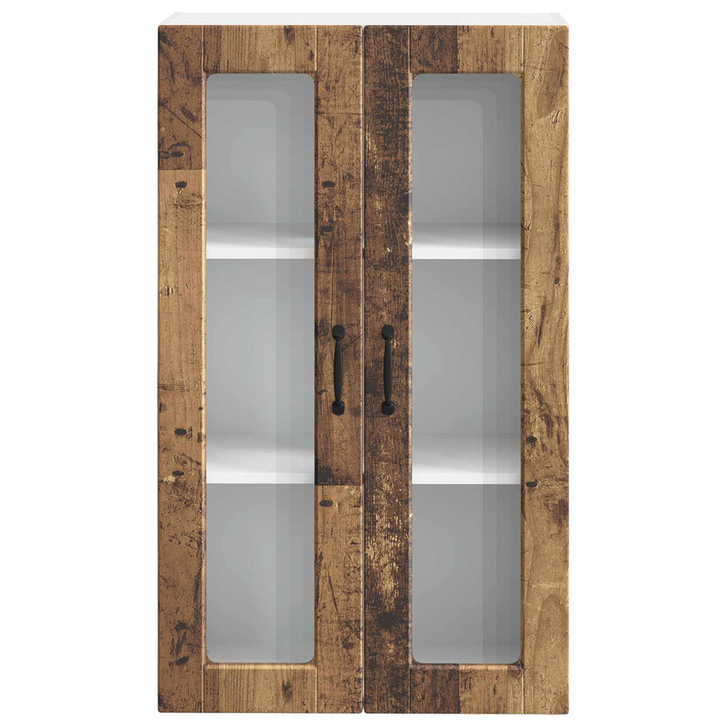 vidaXL Szafka szklana na ścianę PORTO Stare drewno 60 x 31 x 100 cm
