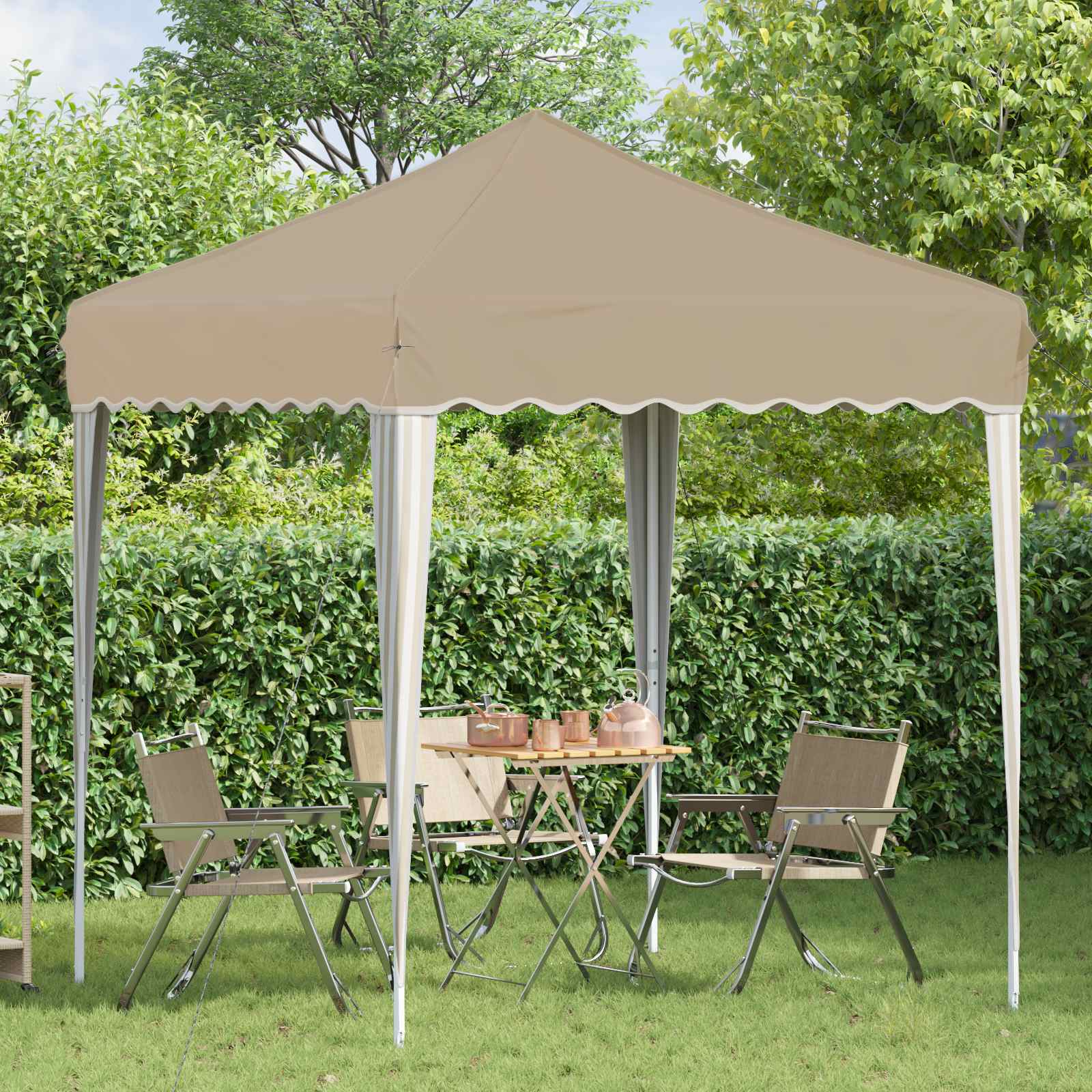 vidaXL Namiot imprezowy rozkładany 195 x 195 x 245 cm kremowy