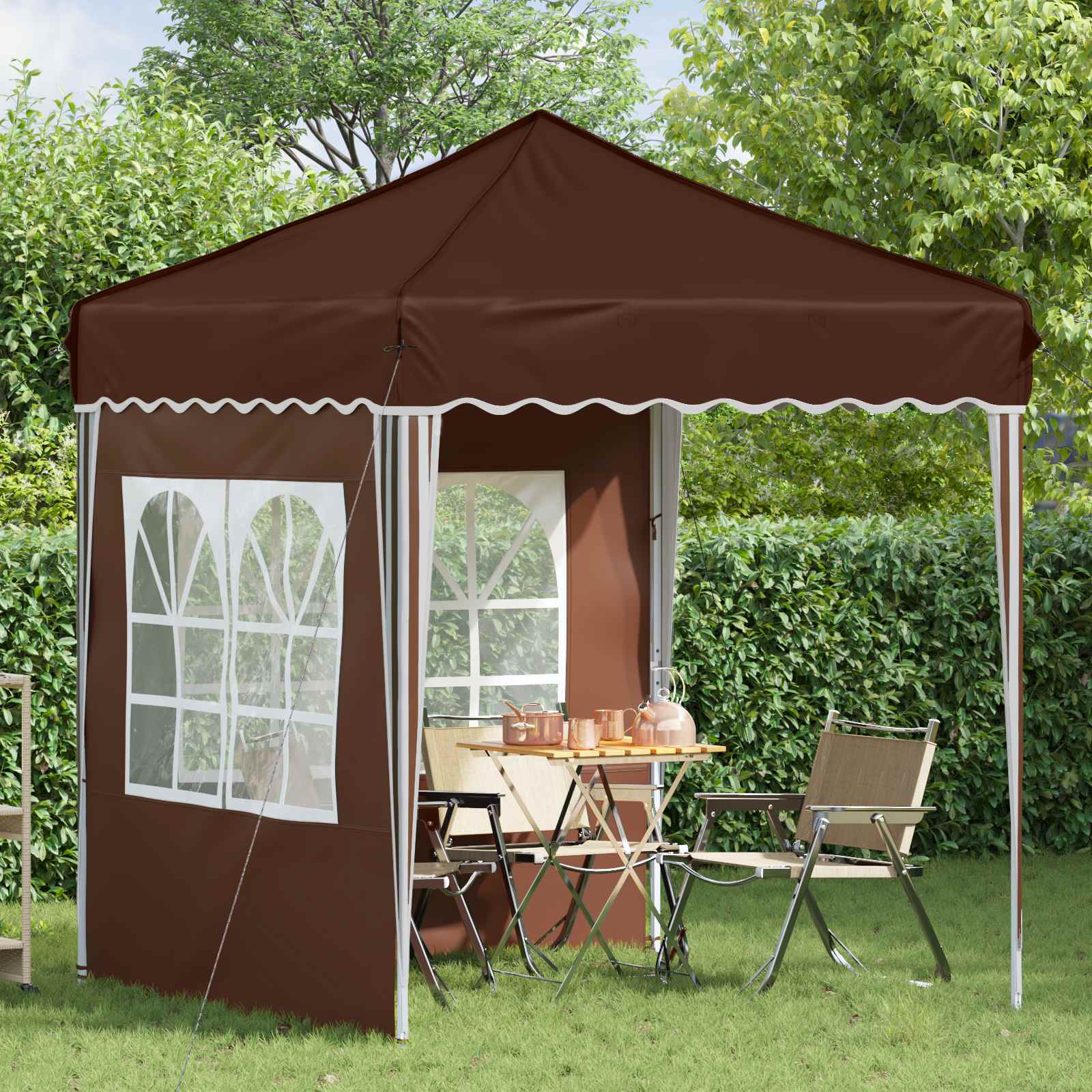vidaXL Namiot imprezowy rozkładany 195 x 195 x 245 cm brązowy