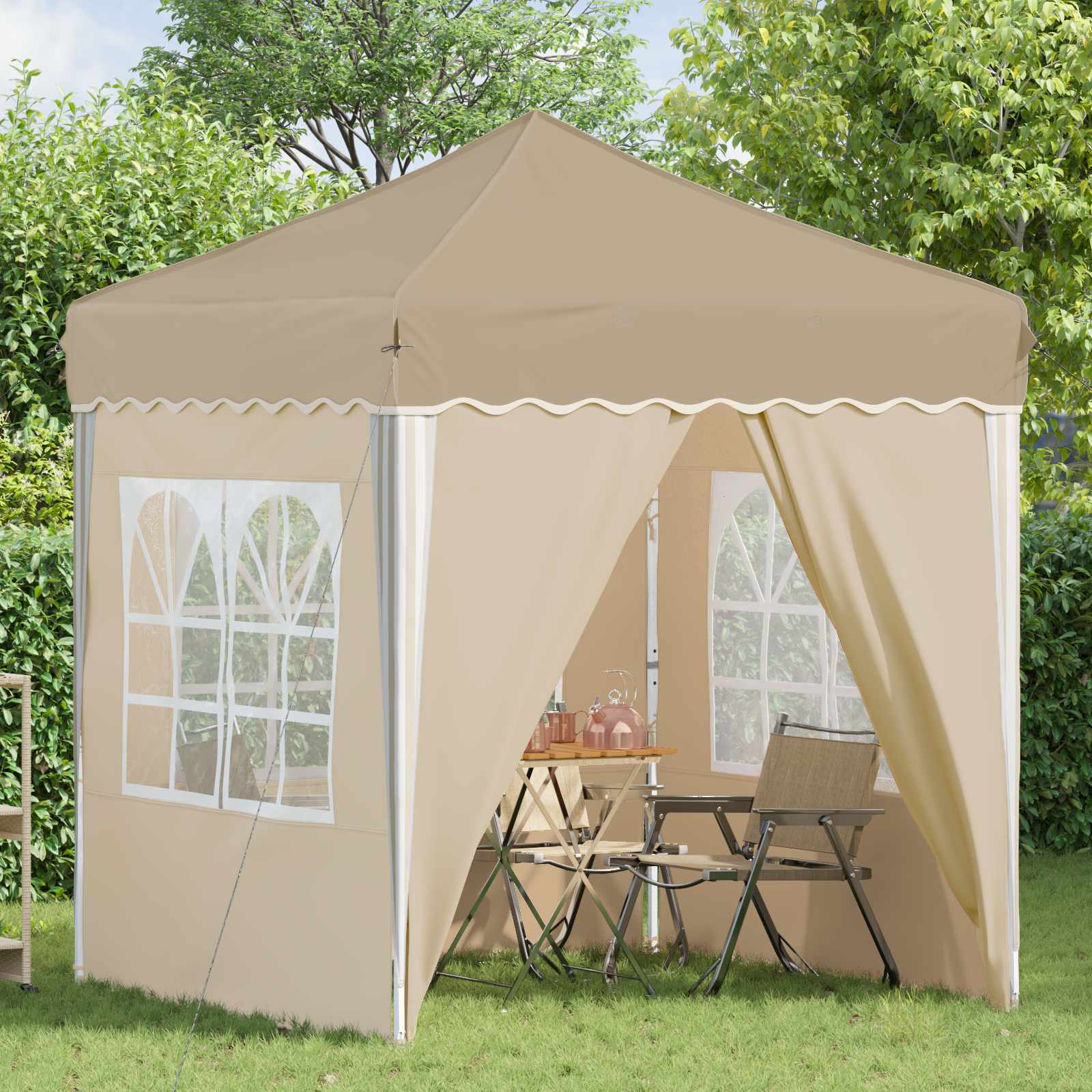 vidaXL Namiot imprezowy rozkładany 195 x 195 x 245 cm kremowy