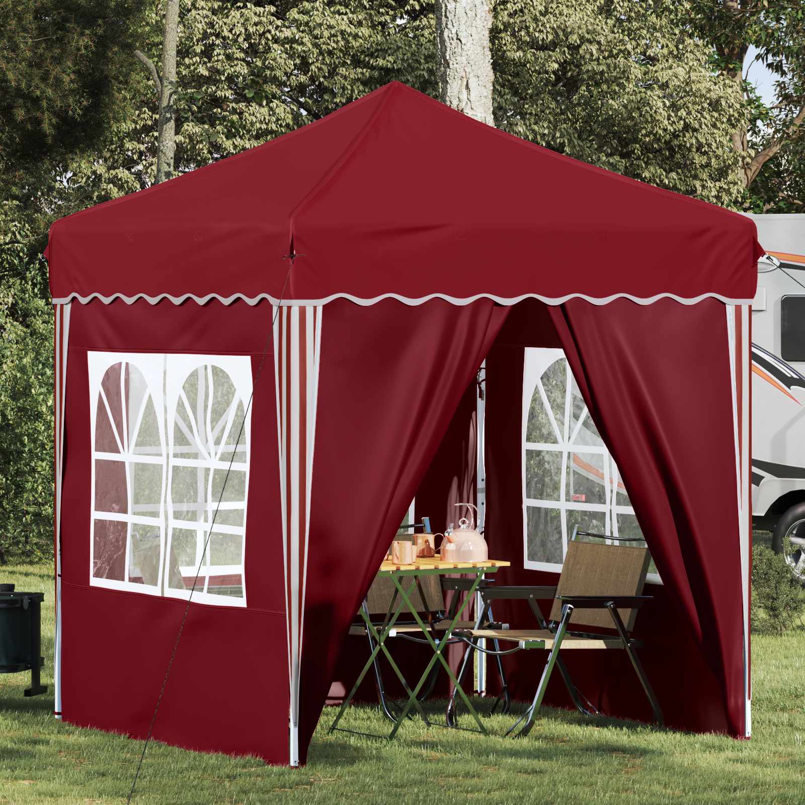 vidaXL Namiot imprezowy rozkładany 195 x 195 x 245 cm bordowy