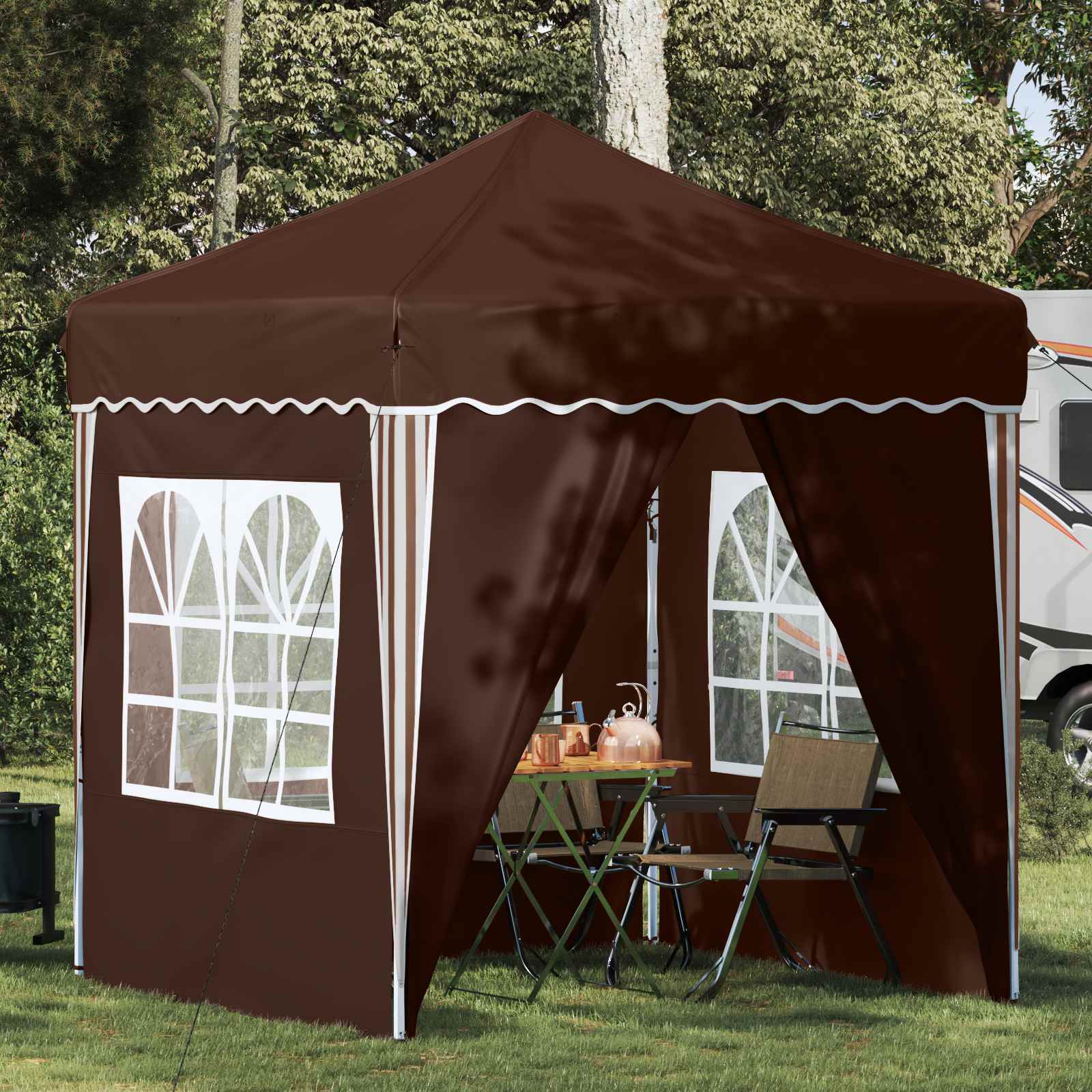 vidaXL Namiot imprezowy rozkładany 195 x 195 x 245 cm brązowy