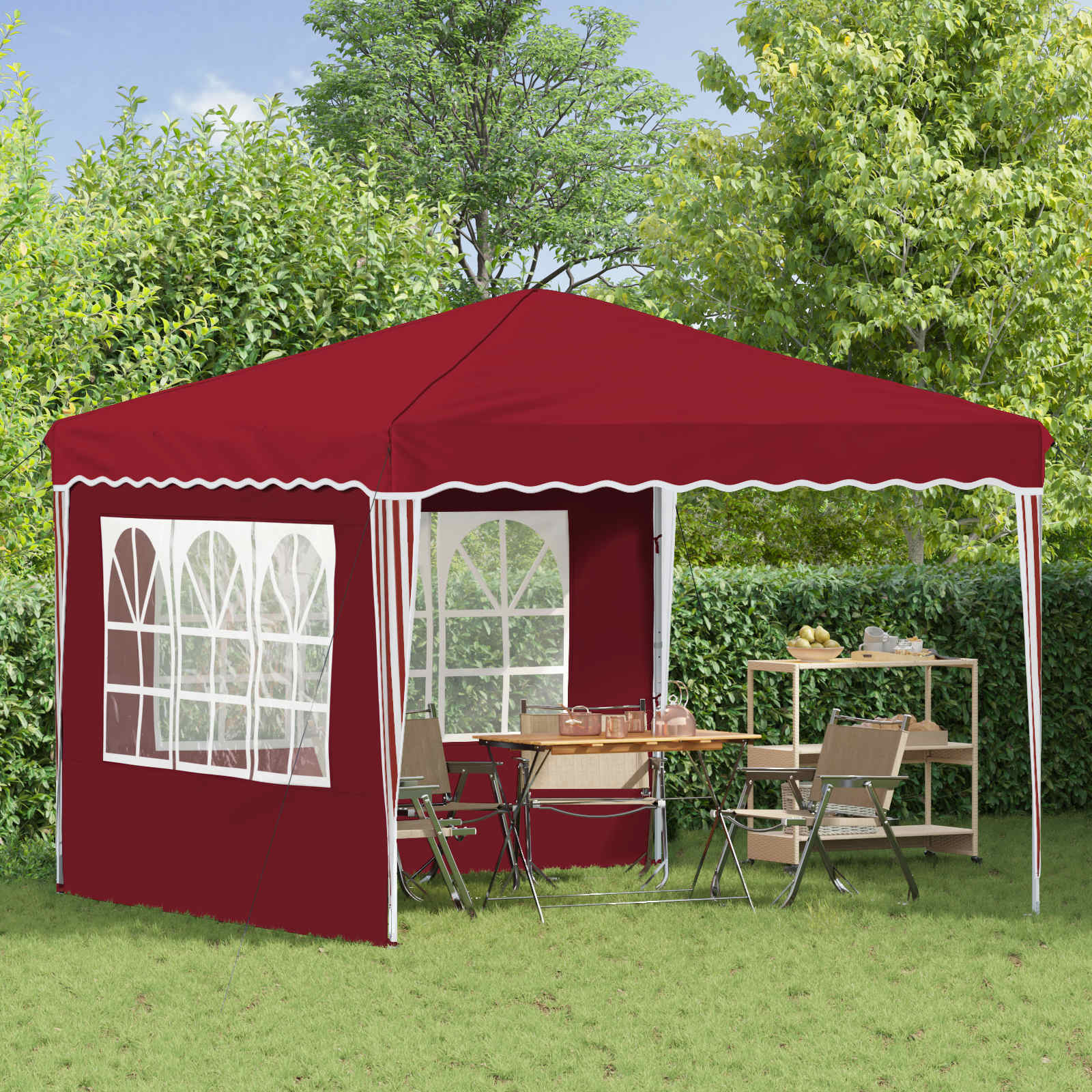 vidaXL Namiot imprezowy rozkładany 288 x 288 x 245 cm bordowy