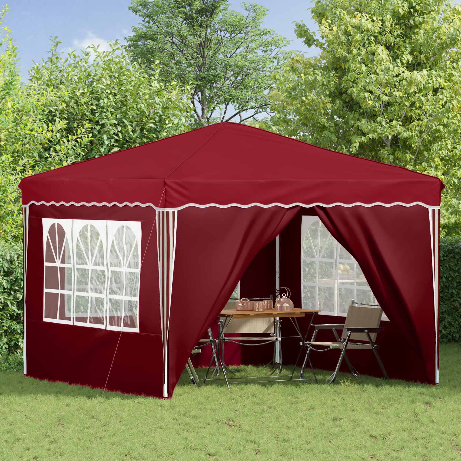 vidaXL Namiot imprezowy rozkładany 288 x 288 x 245 cm bordowy