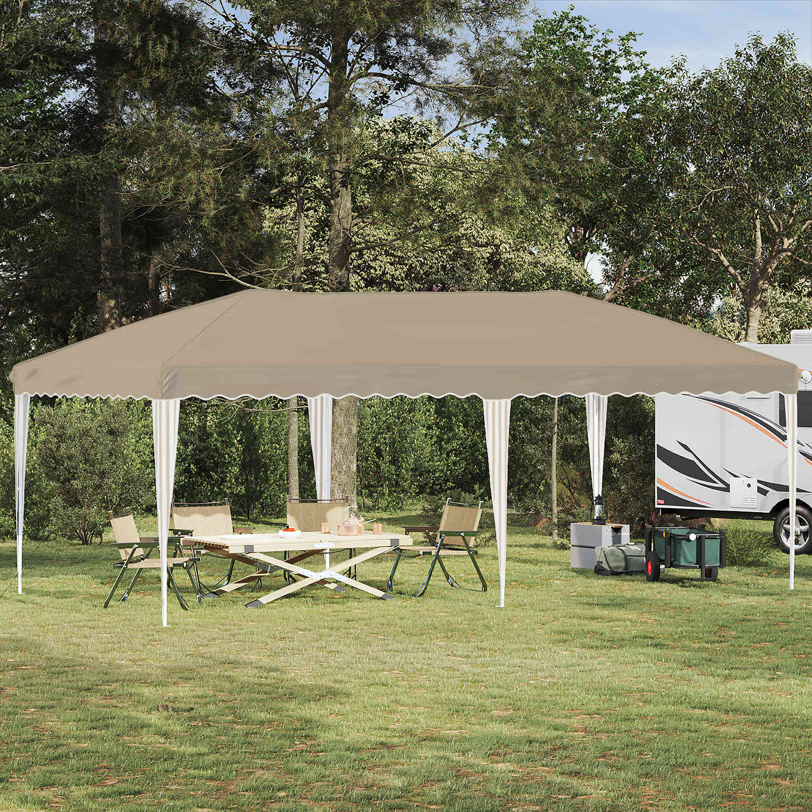 vidaXL Namiot imprezowy rozkładany 575 x 290 x 245 cm kremowy