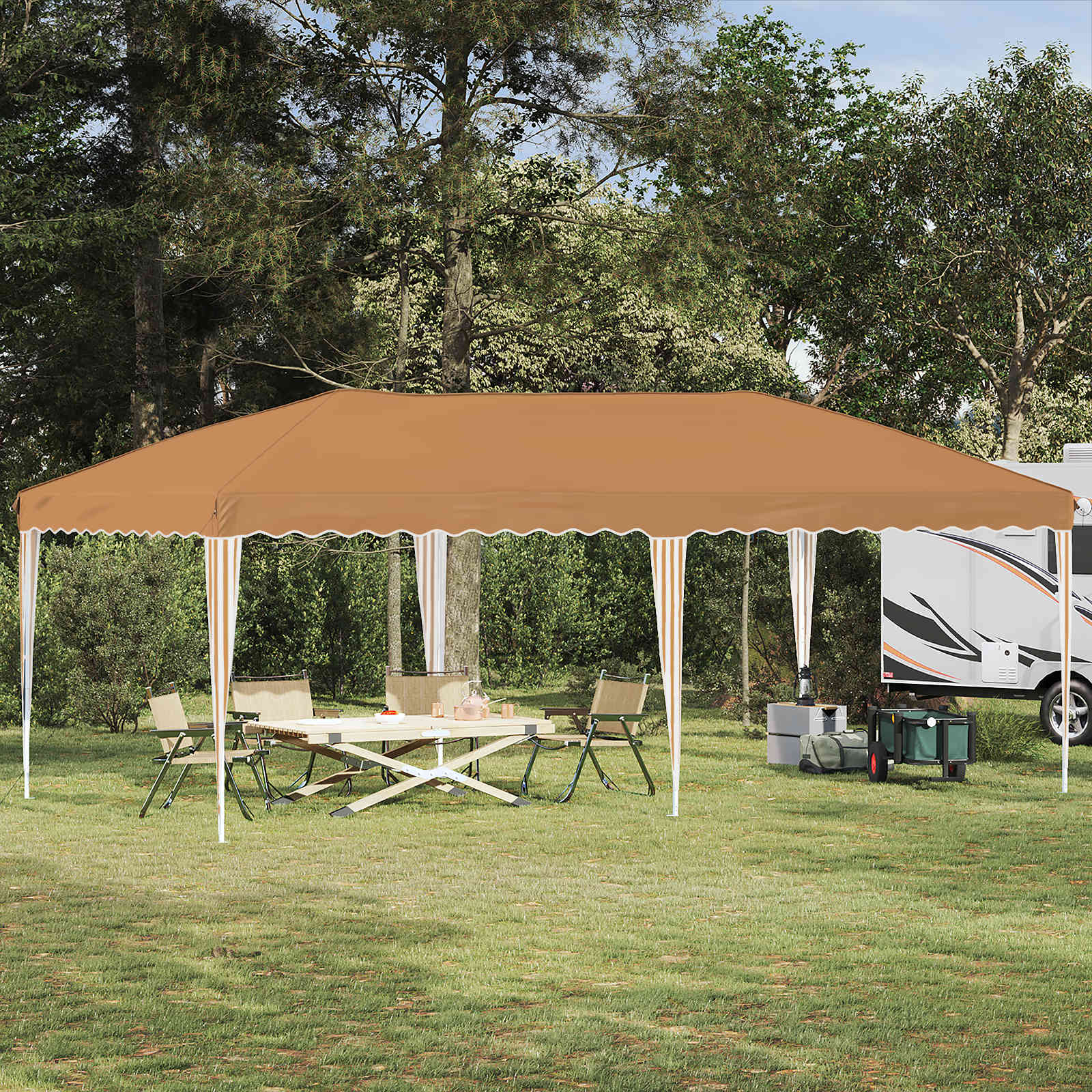 vidaXL Namiot imprezowy rozkładany 575 x 290 x 245 cm Beżowy