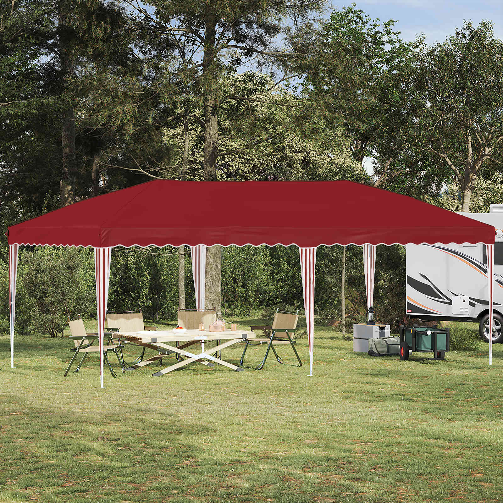 vidaXL Namiot imprezowy rozkładany 575 x 290 x 245 cm bordowy