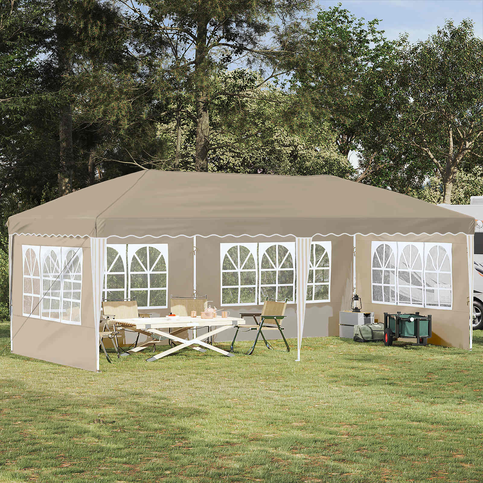 vidaXL Namiot imprezowy rozkładany 575 x 289 x 245 cm kremowy