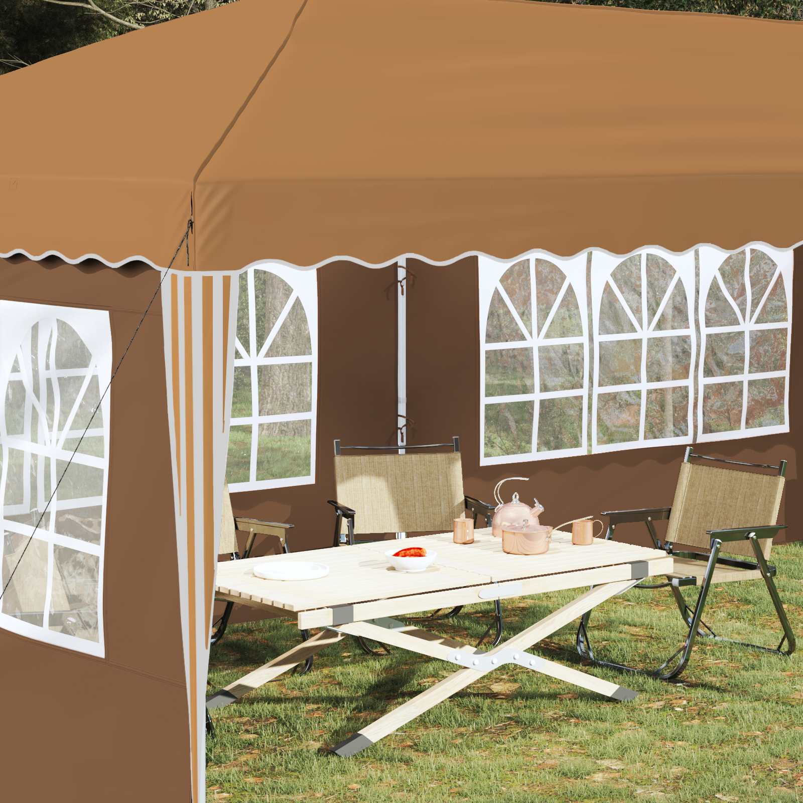 vidaXL Namiot imprezowy rozkładany 575 x 289 x 245 cm Beżowy