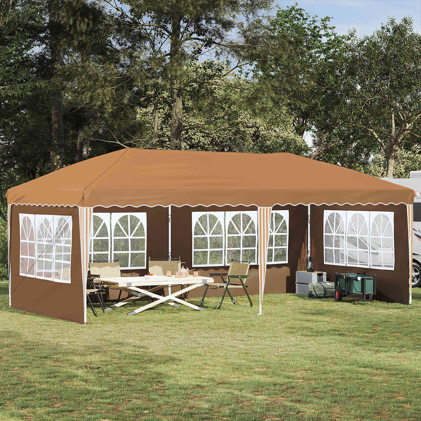 vidaXL Namiot imprezowy rozkładany 575 x 289 x 245 cm Beżowy