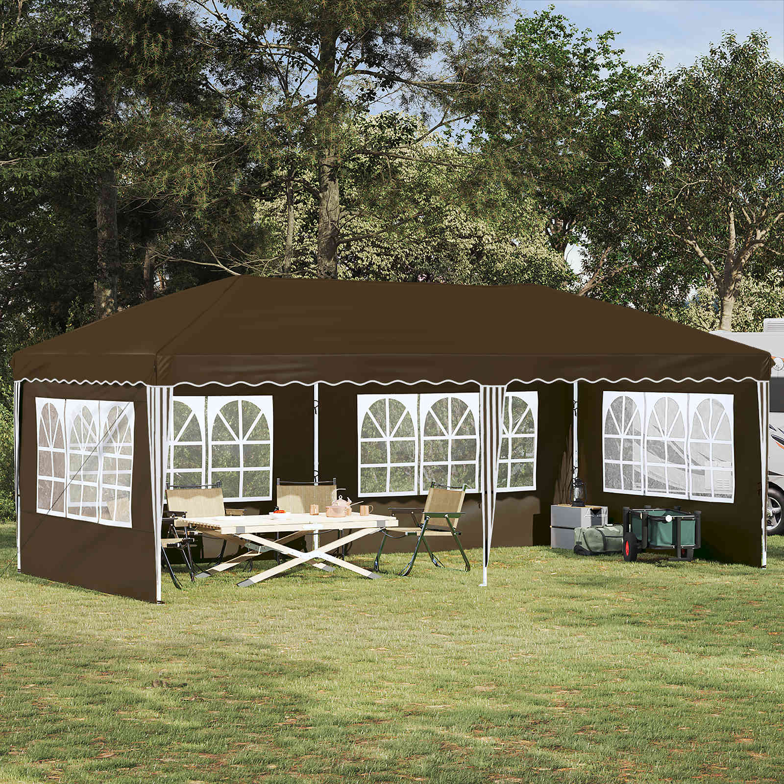 vidaXL Namiot imprezowy rozkładany 575 x 289 x 245 cm Ciemnoszary