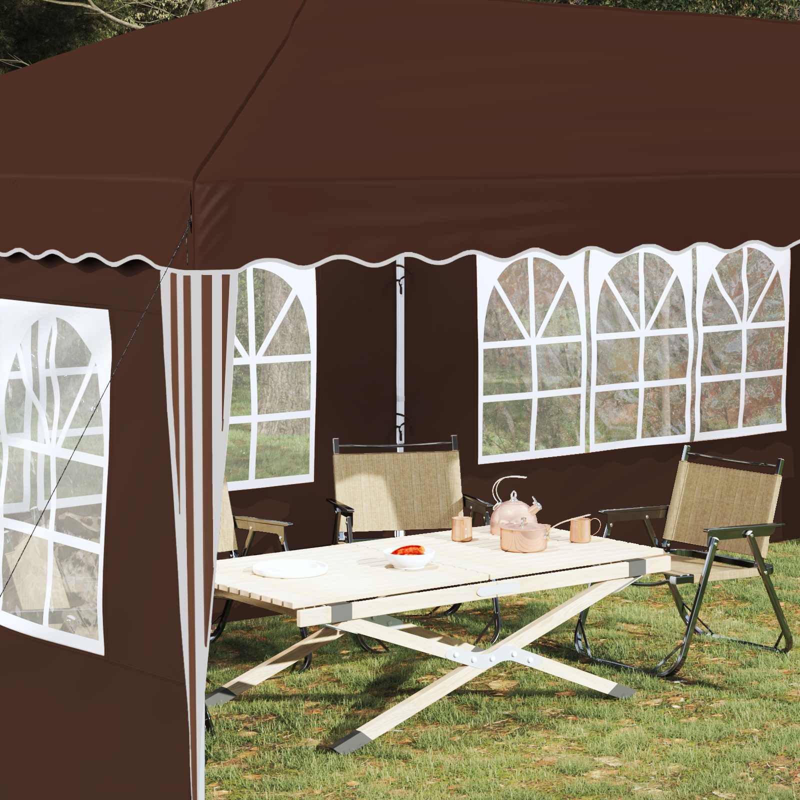 vidaXL Namiot imprezowy rozkładany 575 x 289 x 245 cm brązowy