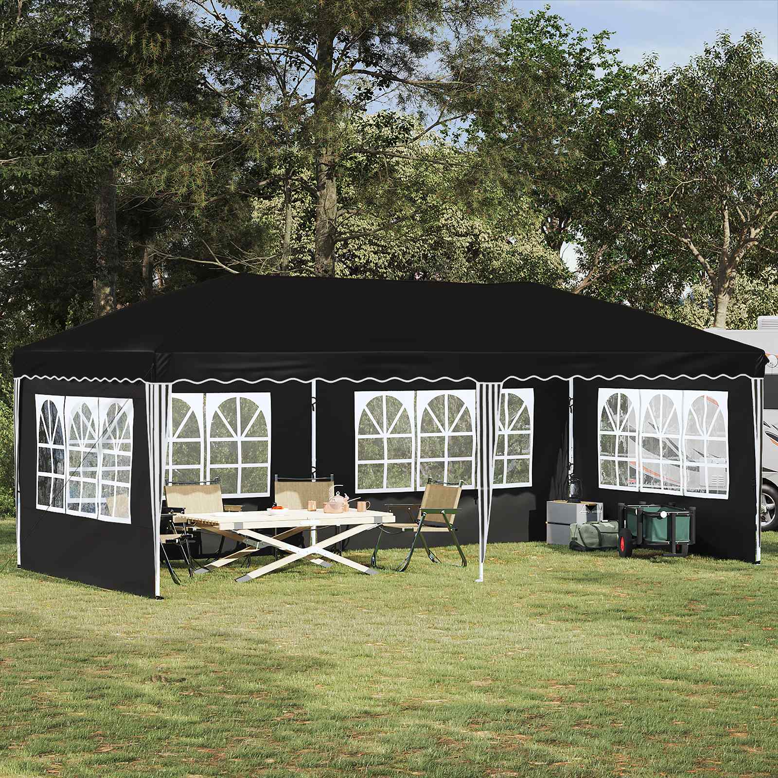vidaXL Namiot imprezowy rozkładany 575 x 289 x 245 cm Czarny