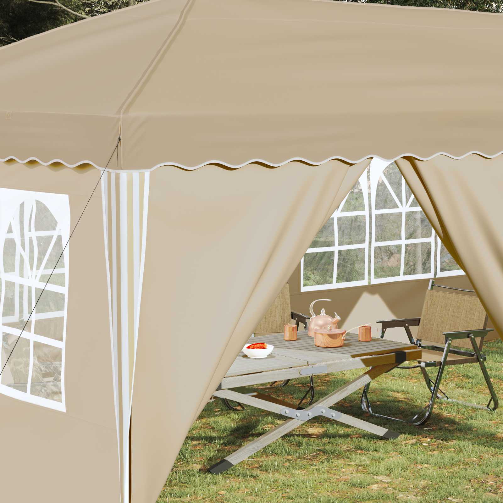 vidaXL Namiot imprezowy rozkładany 575 x 288 x 245 cm kremowy