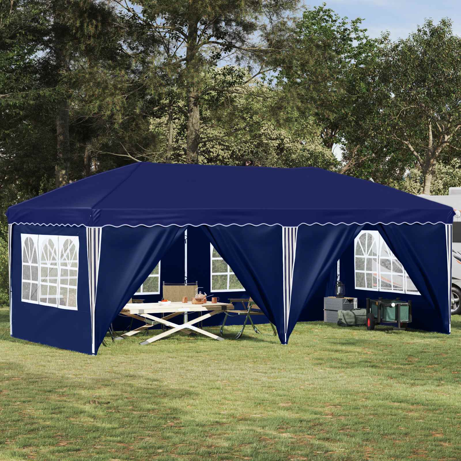 vidaXL Namiot imprezowy rozkładany 575 x 288 x 245 cm niebieski