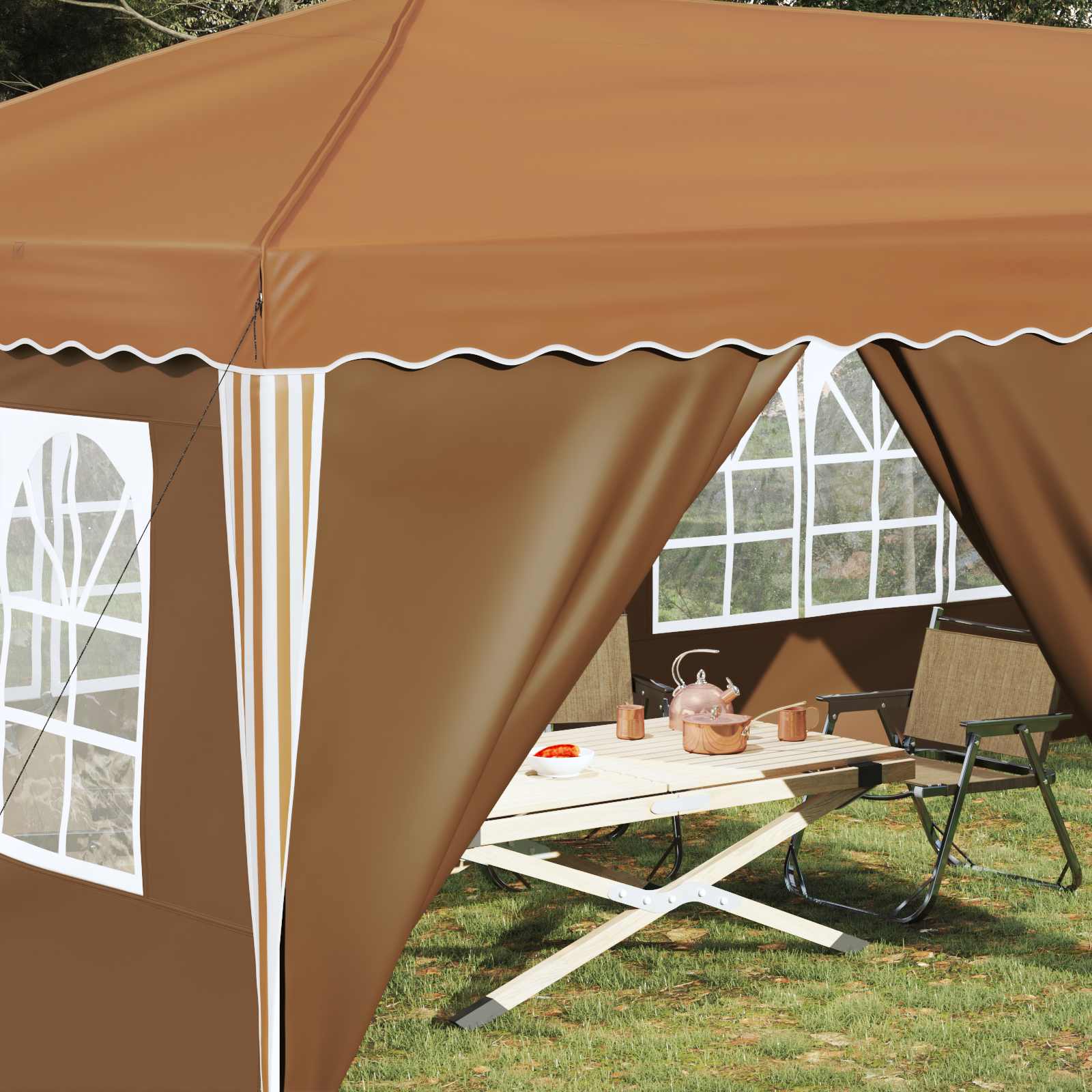vidaXL Namiot imprezowy rozkładany 575 x 288 x 245 cm Beżowy