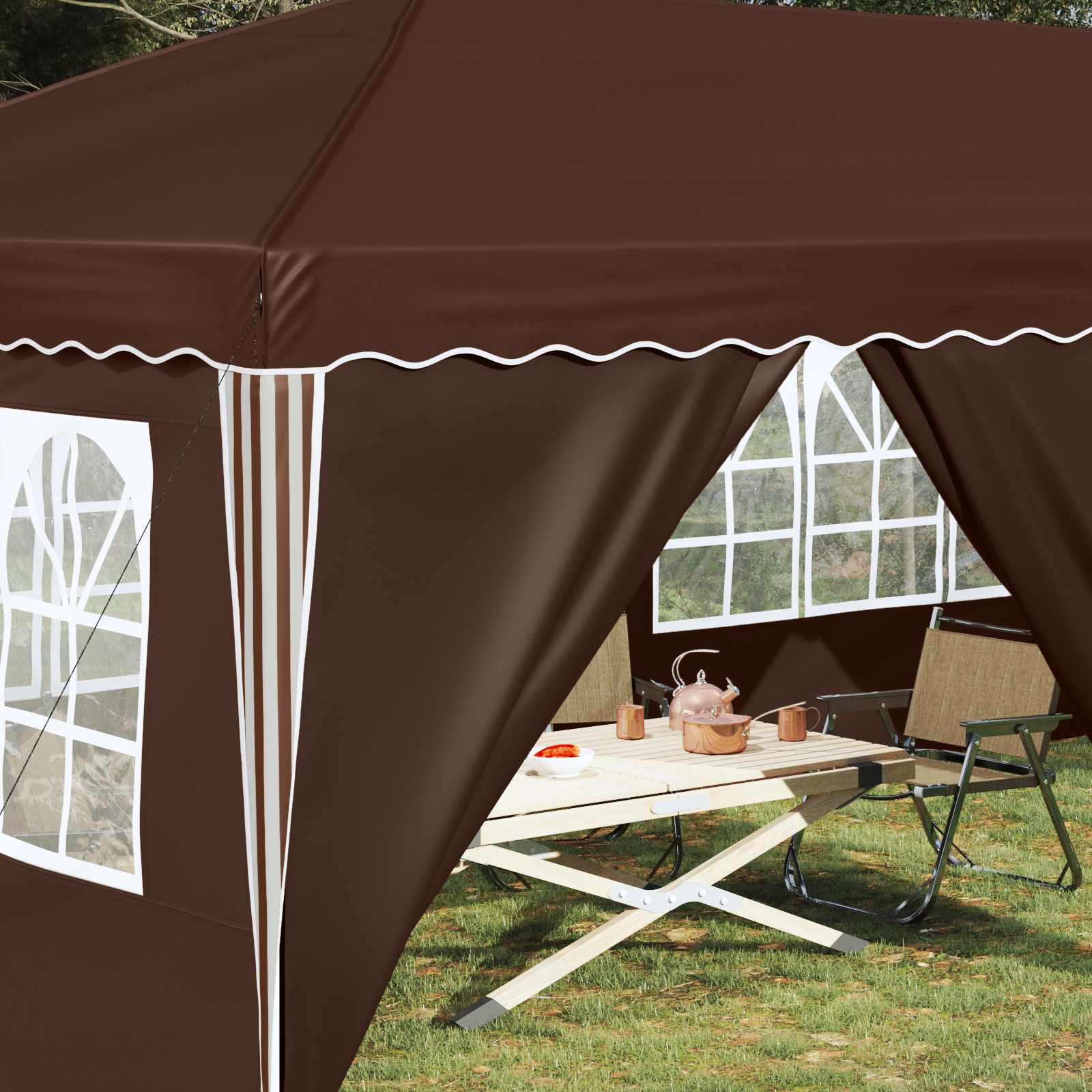 vidaXL Namiot imprezowy rozkładany 575 x 288 x 245 cm brązowy