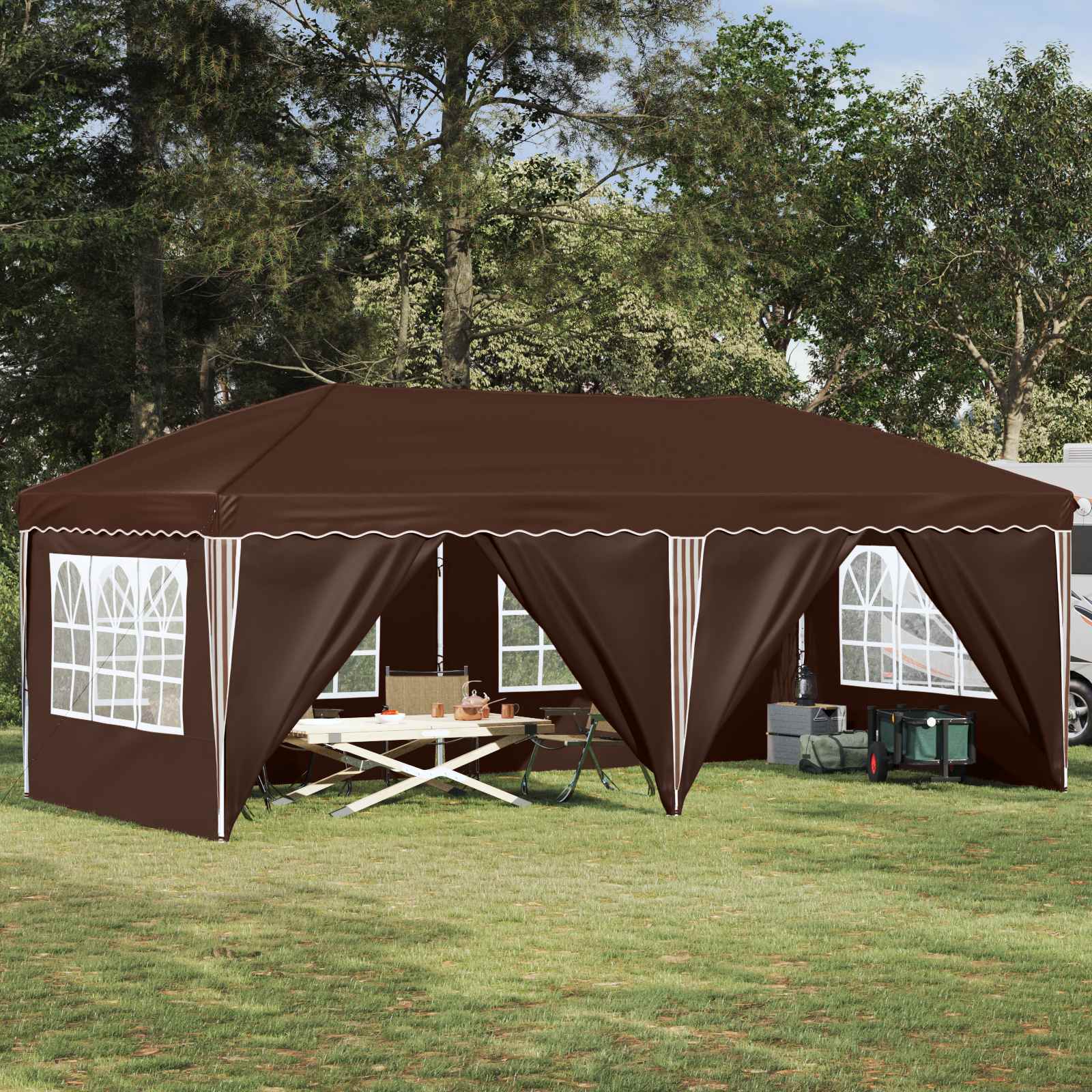 vidaXL Namiot imprezowy rozkładany 575 x 288 x 245 cm brązowy