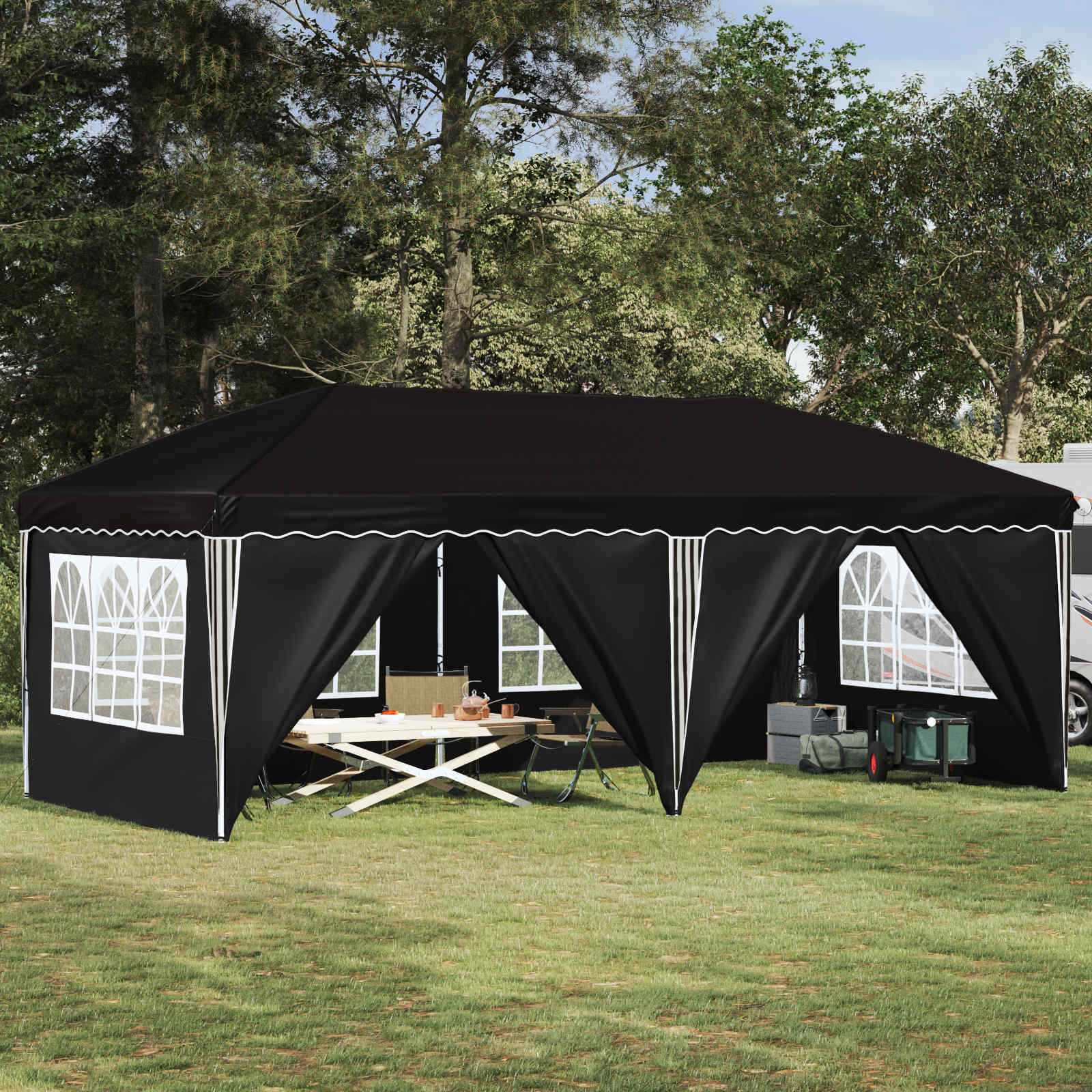 vidaXL Namiot imprezowy rozkładany 575 x 288 x 245 cm Czarny
