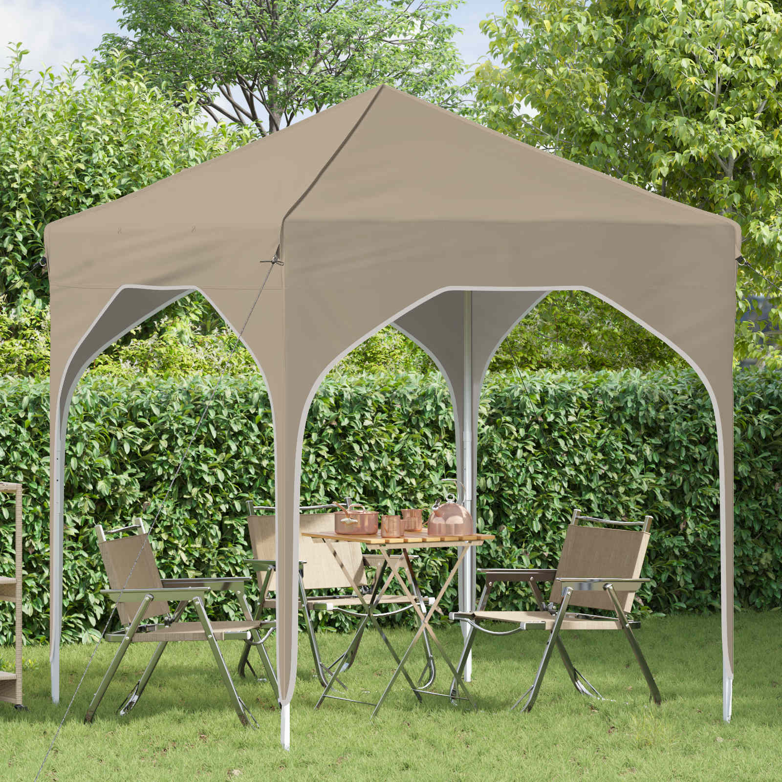 vidaXL Namiot imprezowy rozkładany 194 x 194 x 245 cm kremowy