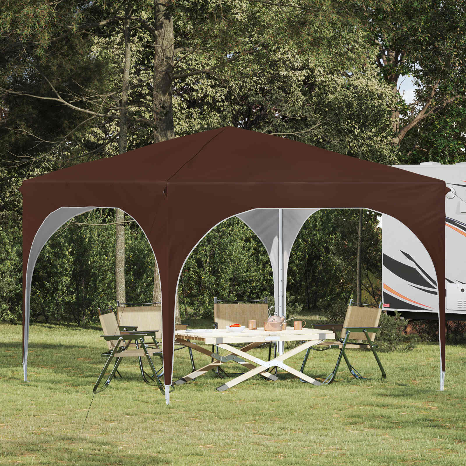 vidaXL Namiot imprezowy rozkładany 290 x 290 x 245 cm brązowy