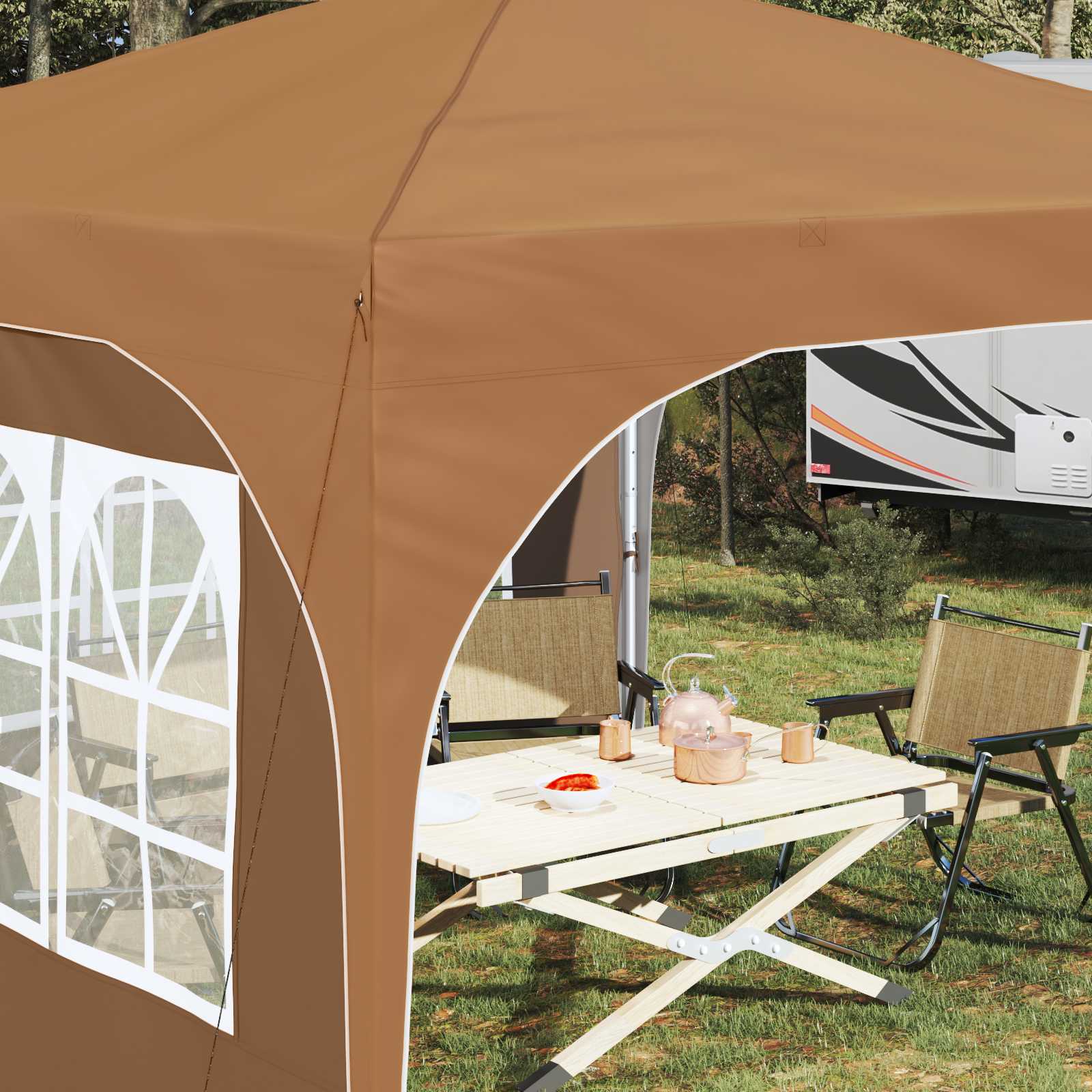 vidaXL Namiot imprezowy rozkładany 290 x 290 x 245 cm Beżowy