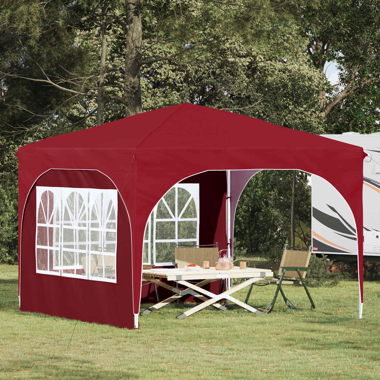 vidaXL Namiot imprezowy rozkładany 290 x 290 x 245 cm bordowy