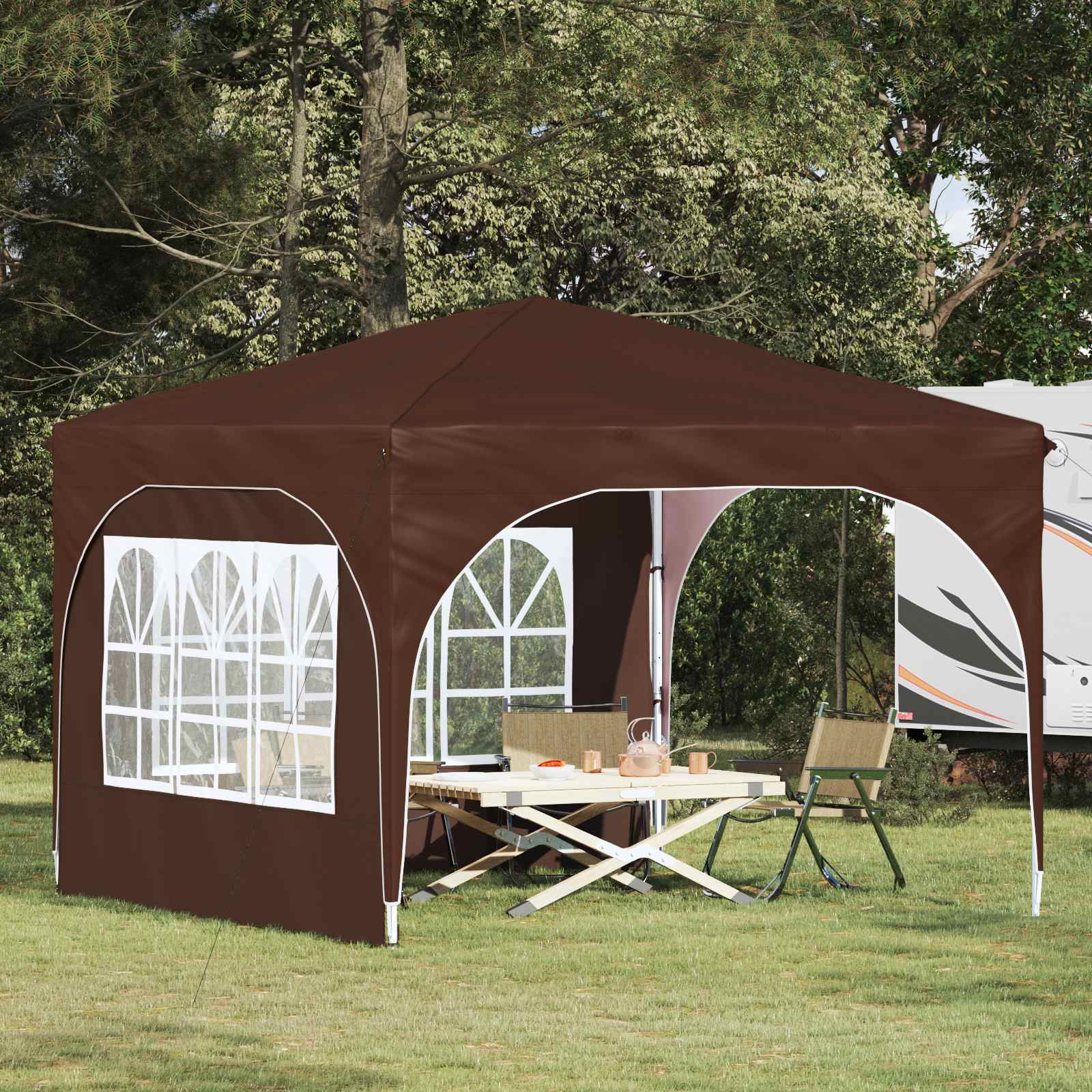 vidaXL Namiot imprezowy rozkładany 290 x 290 x 245 cm brązowy