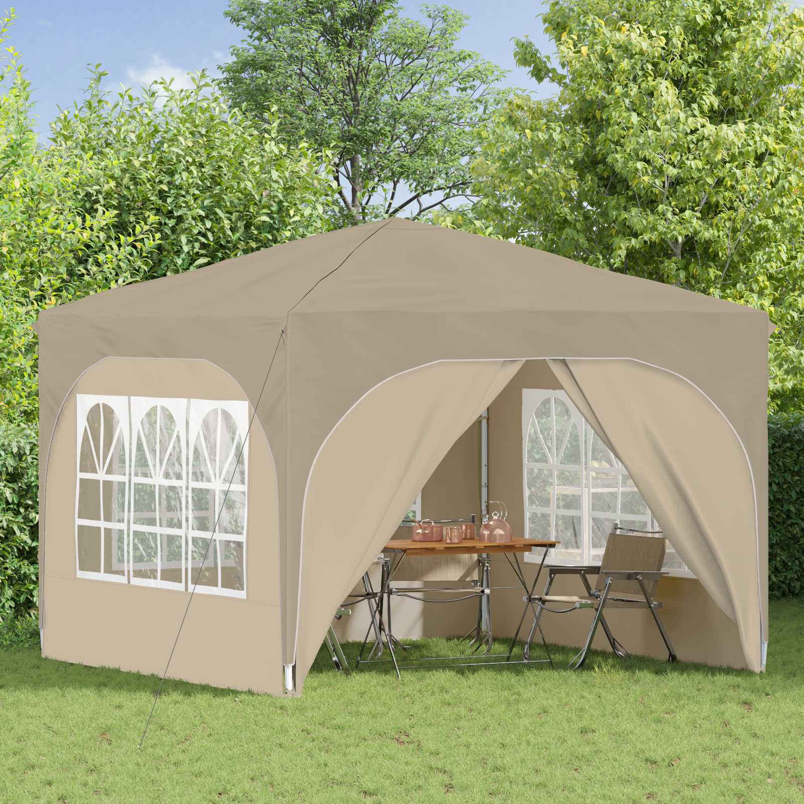 vidaXL Namiot imprezowy rozkładany 290 x 290 x 245 cm kremowy