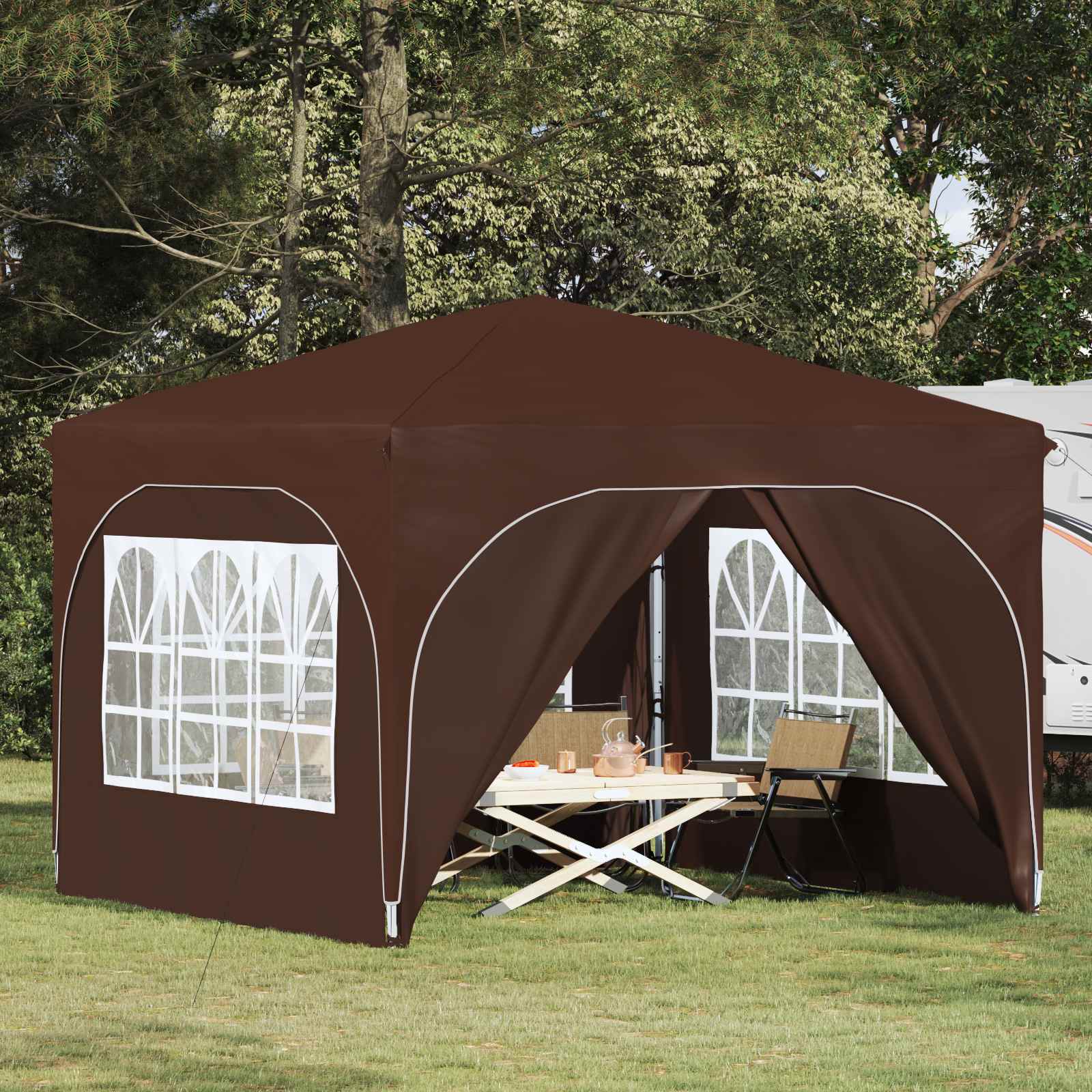 vidaXL Namiot imprezowy rozkładany 290 x 290 x 245 cm brązowy