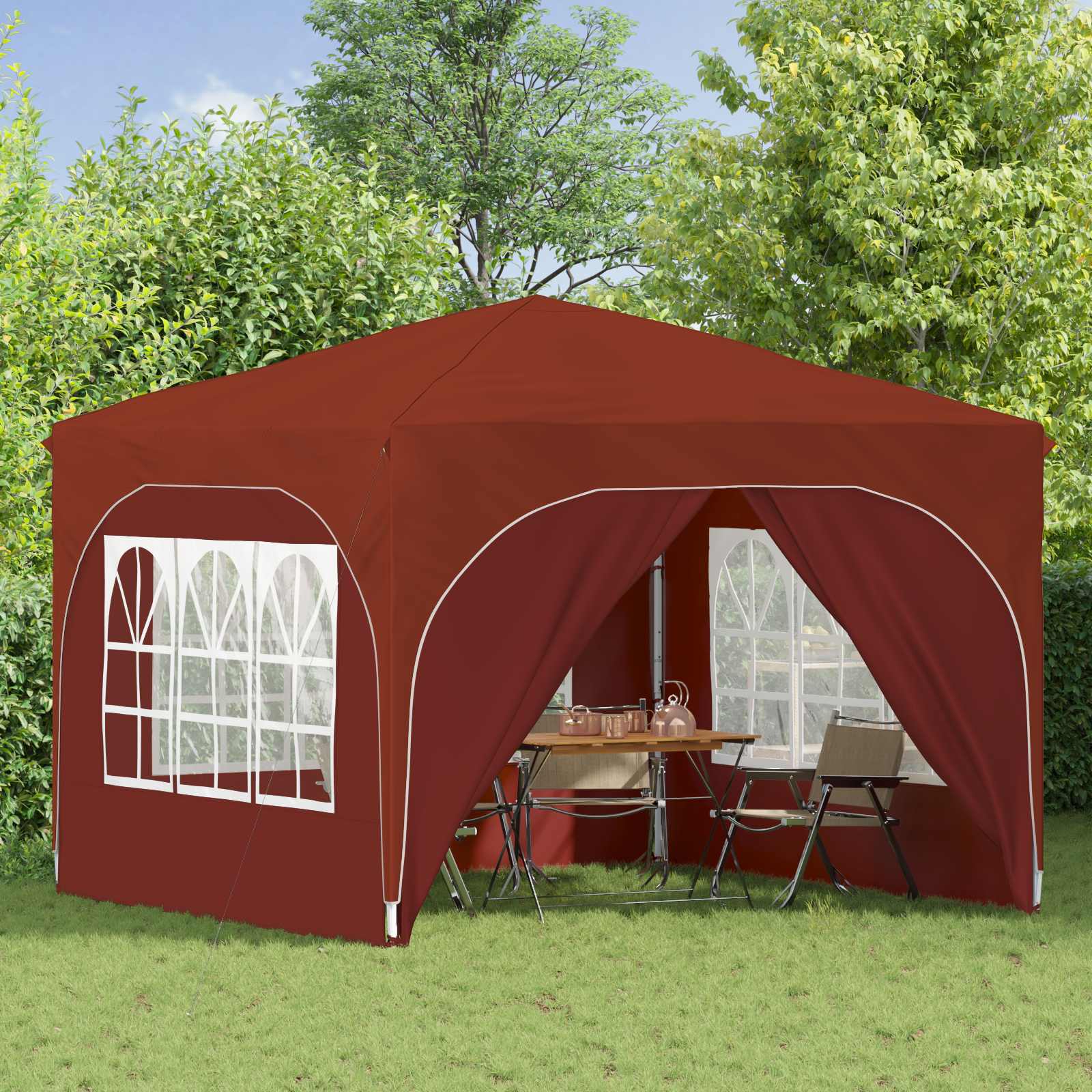vidaXL Namiot imprezowy rozkładany 290 x 290 x 245 cm terakota
