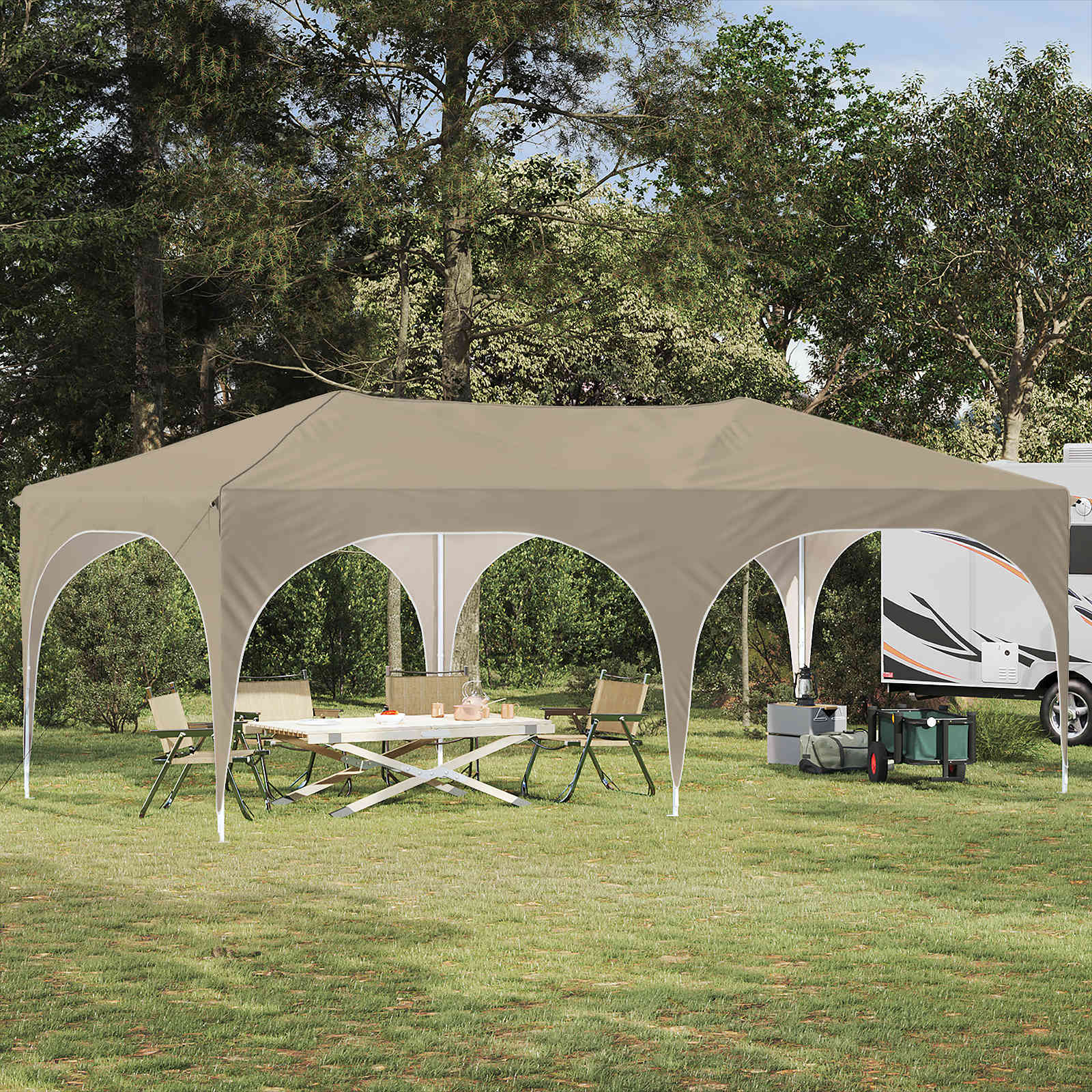 vidaXL Namiot imprezowy rozkładany 575 x 288 x 245 cm kremowy