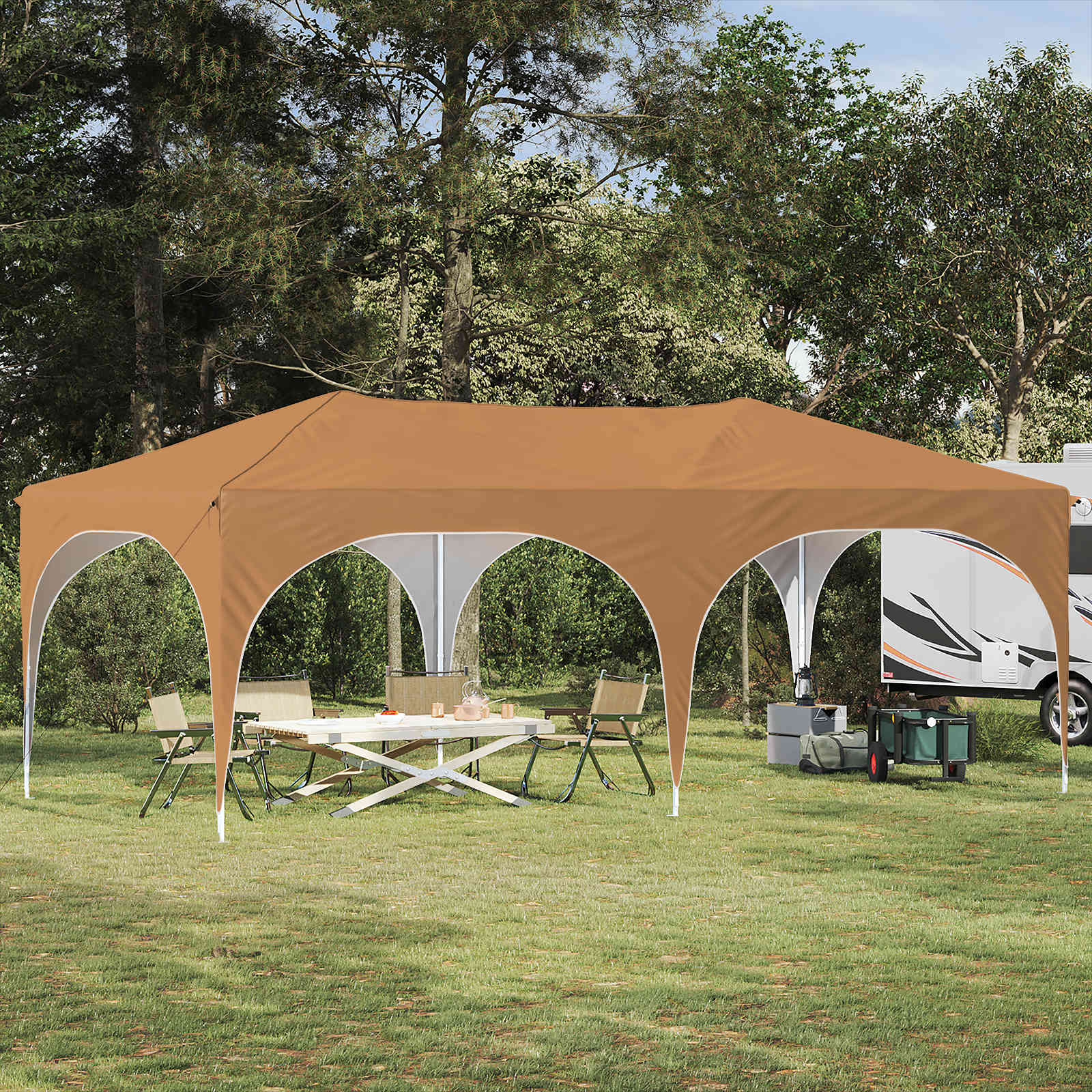 vidaXL Namiot imprezowy rozkładany 575 x 288 x 245 cm Beżowy