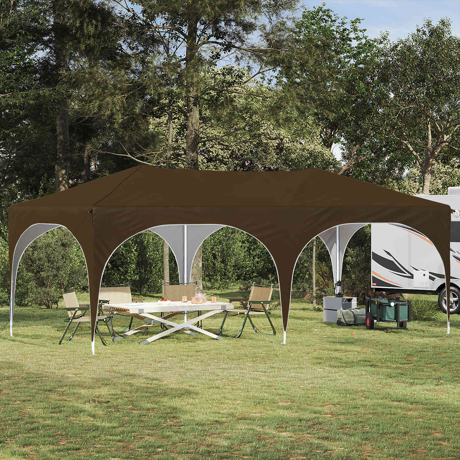 vidaXL Namiot imprezowy rozkładany 575 x 288 x 245 cm Ciemnoszary