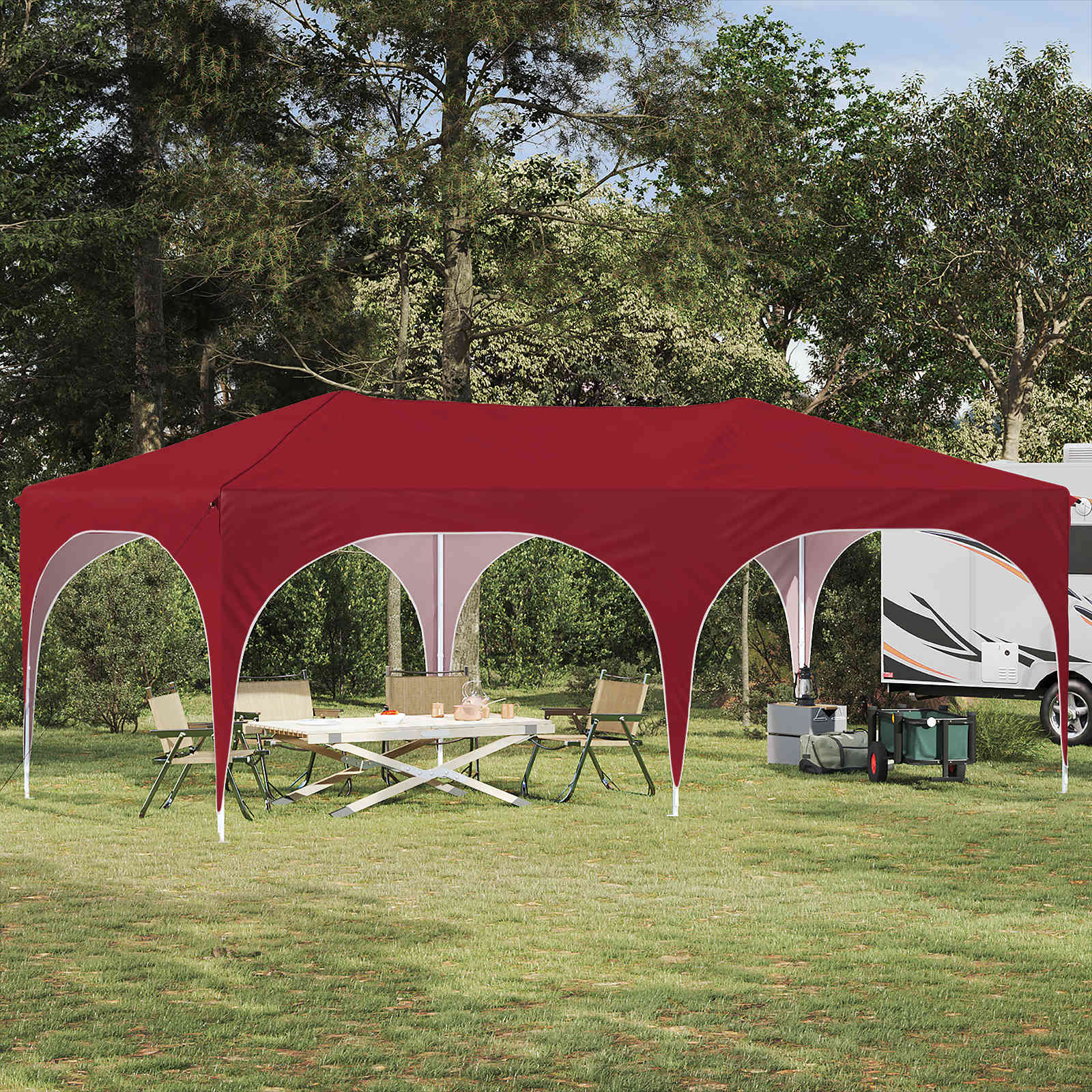vidaXL Namiot imprezowy rozkładany 575 x 288 x 245 cm bordowy