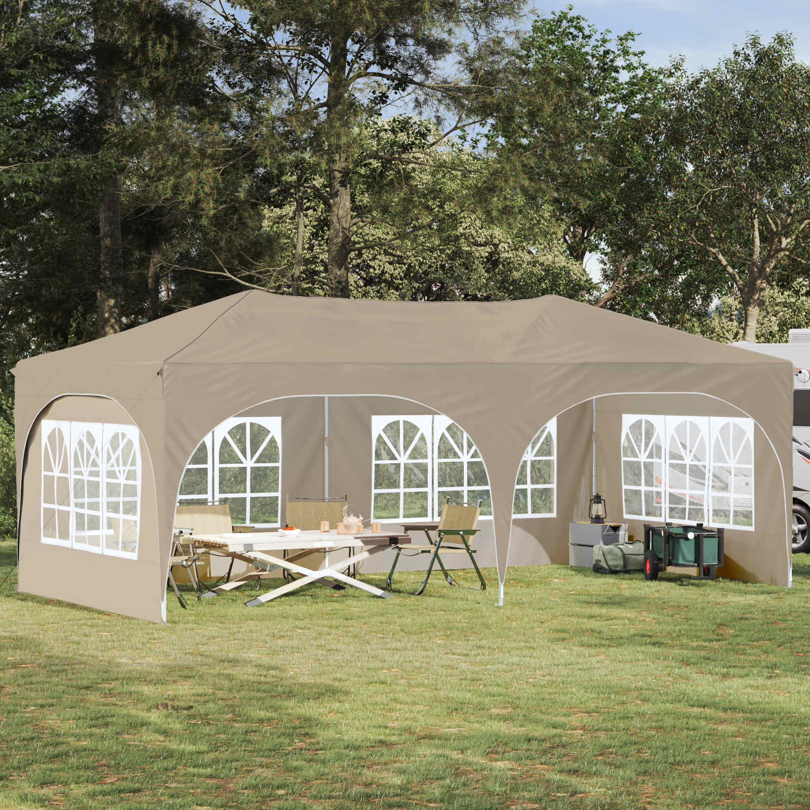 vidaXL Namiot imprezowy rozkładany 575 x 288 x 245 cm kremowy