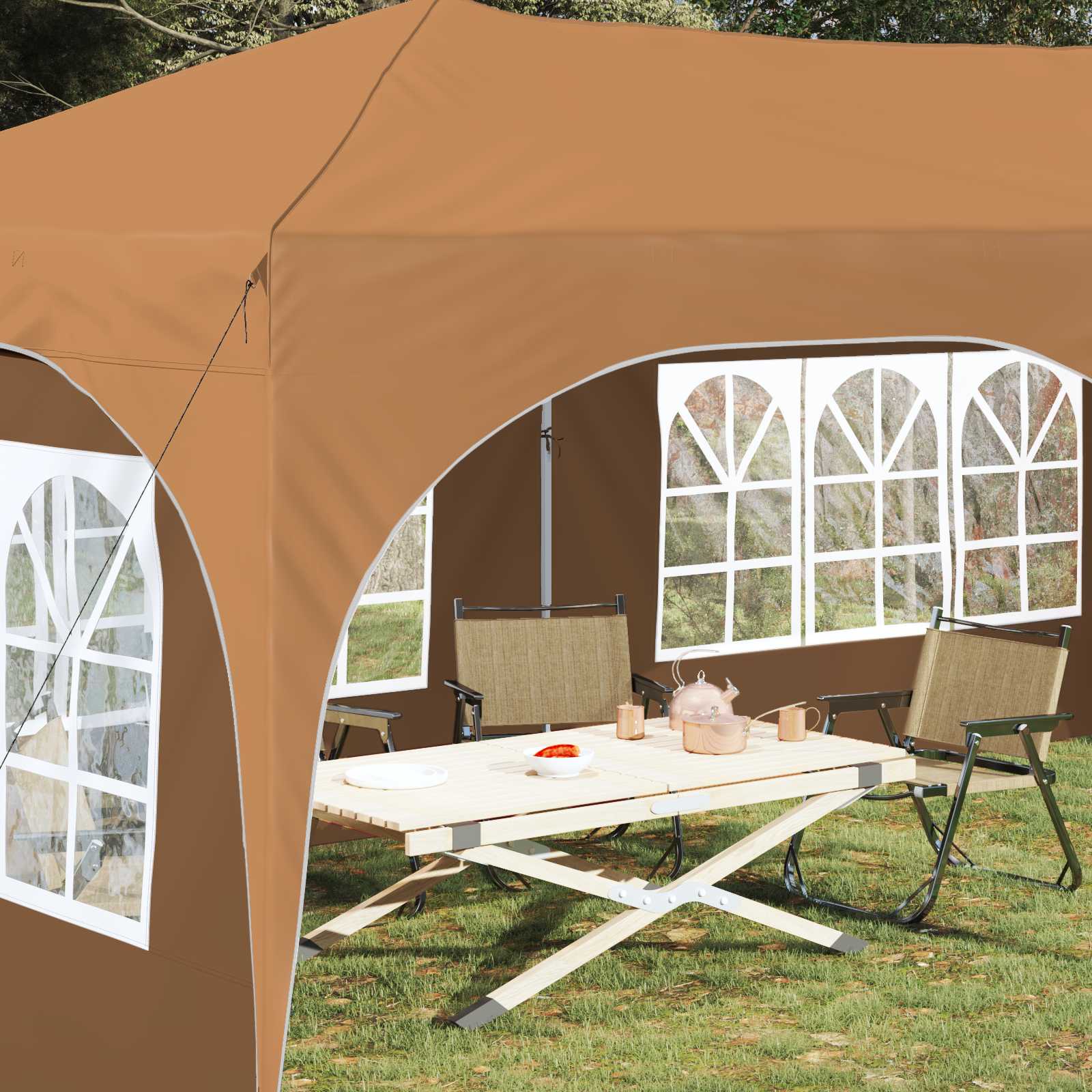 vidaXL Namiot imprezowy rozkładany 575 x 288 x 245 cm Beżowy