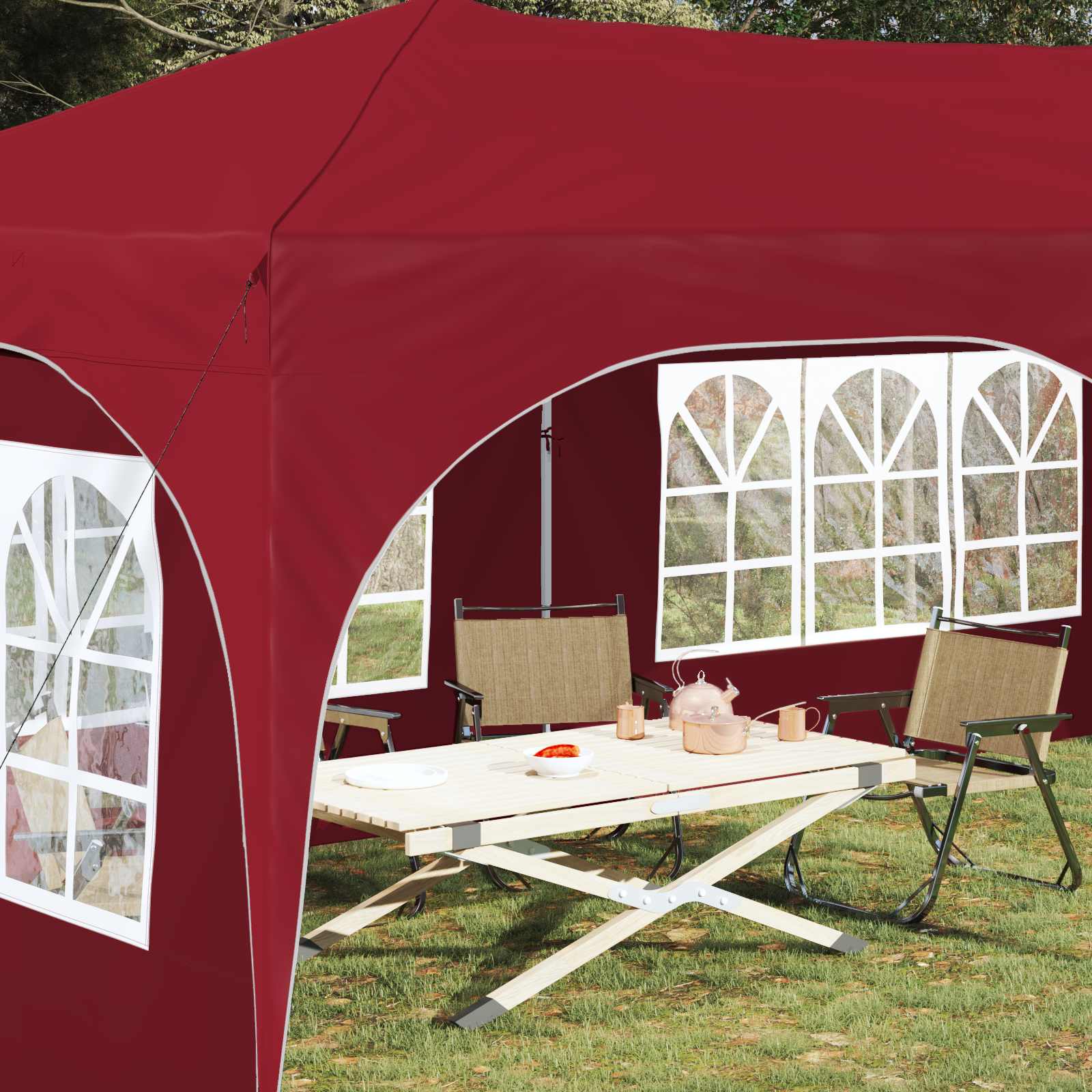 vidaXL Namiot imprezowy rozkładany 575 x 288 x 245 cm bordowy