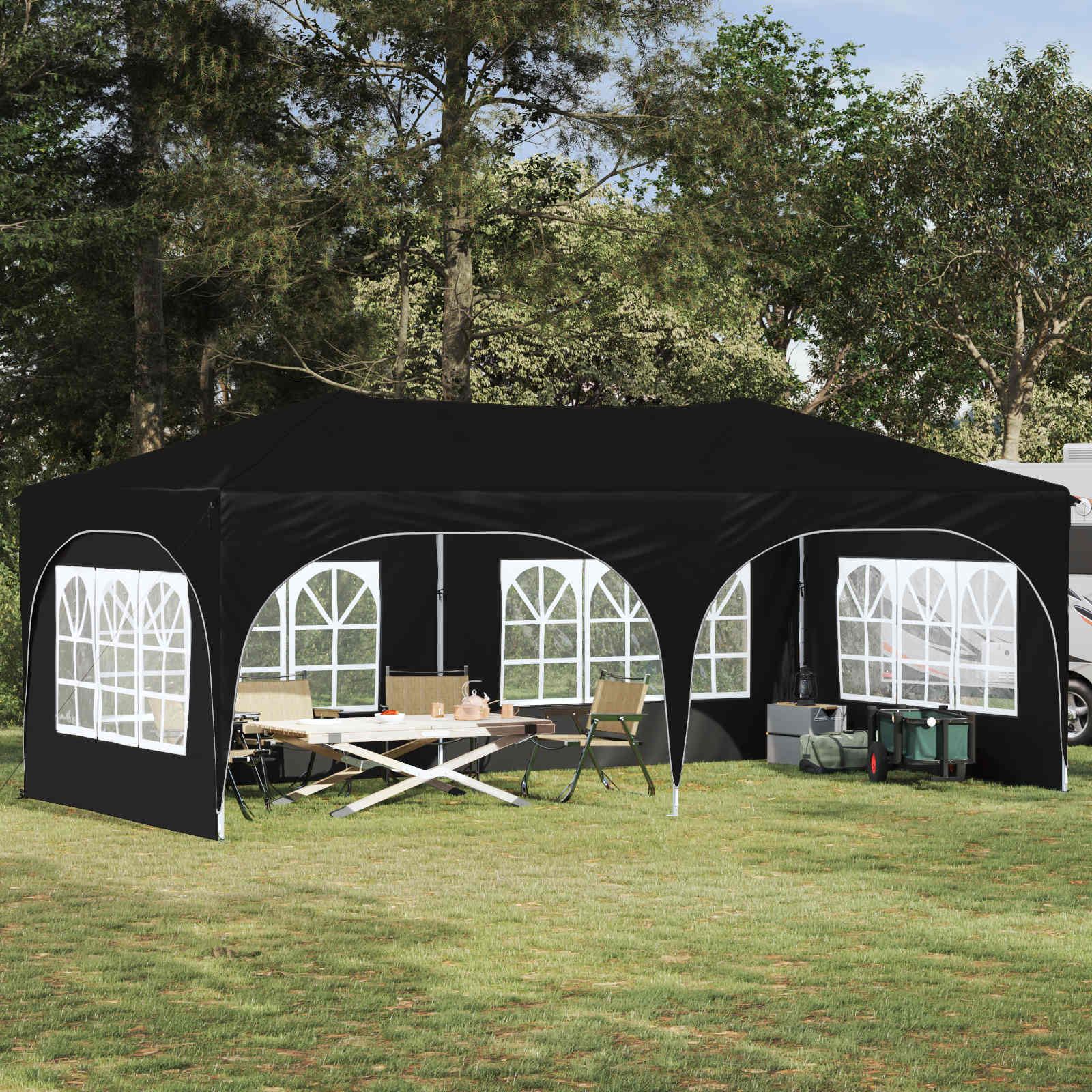 vidaXL Namiot imprezowy rozkładany 575 x 288 x 245 cm Czarny